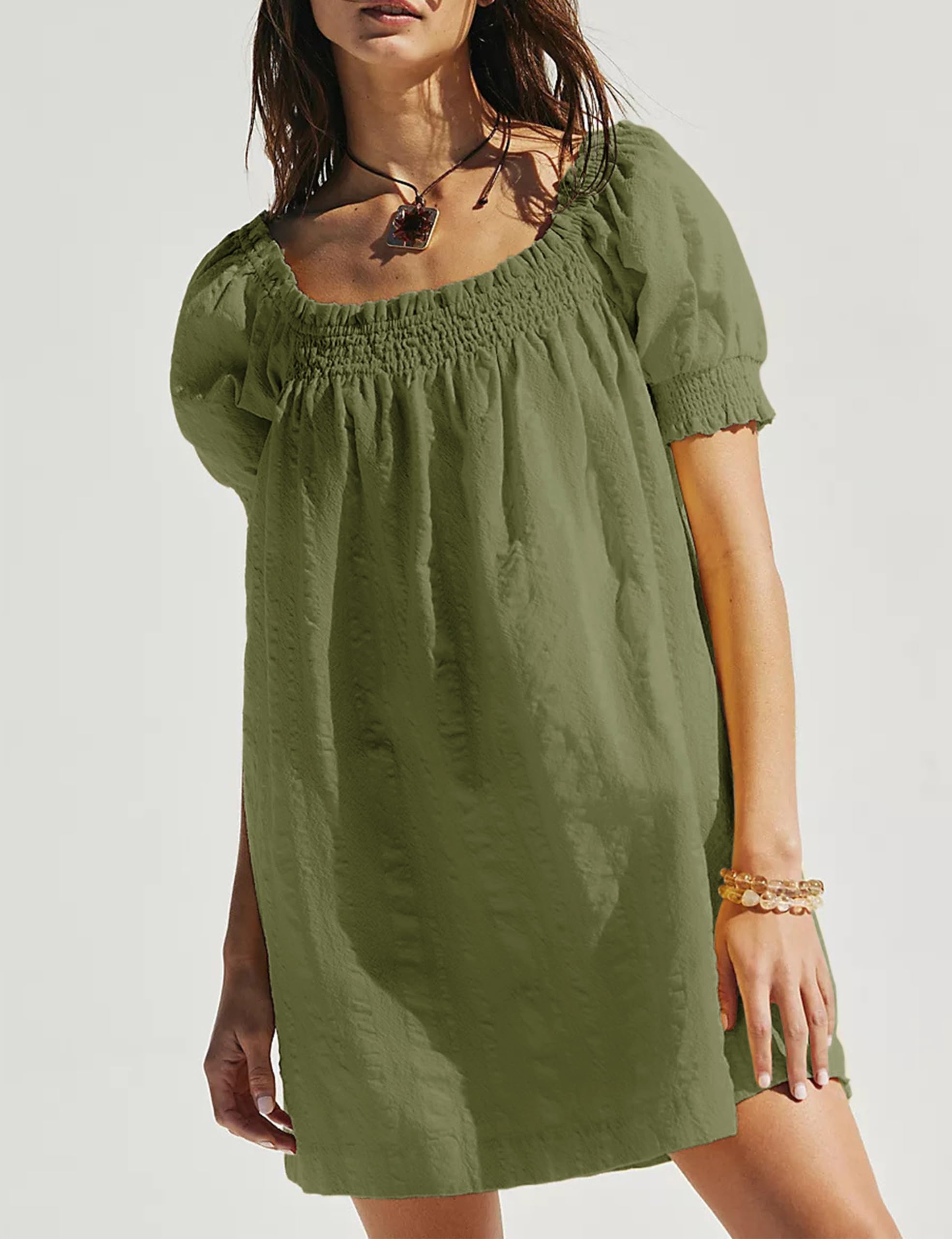 Women's Summer Mini Dress - A-Line Beach Sundress with Pockets | Casual Loose Flowy Dress for Vacation, Pool Party & Outdoor Activities
