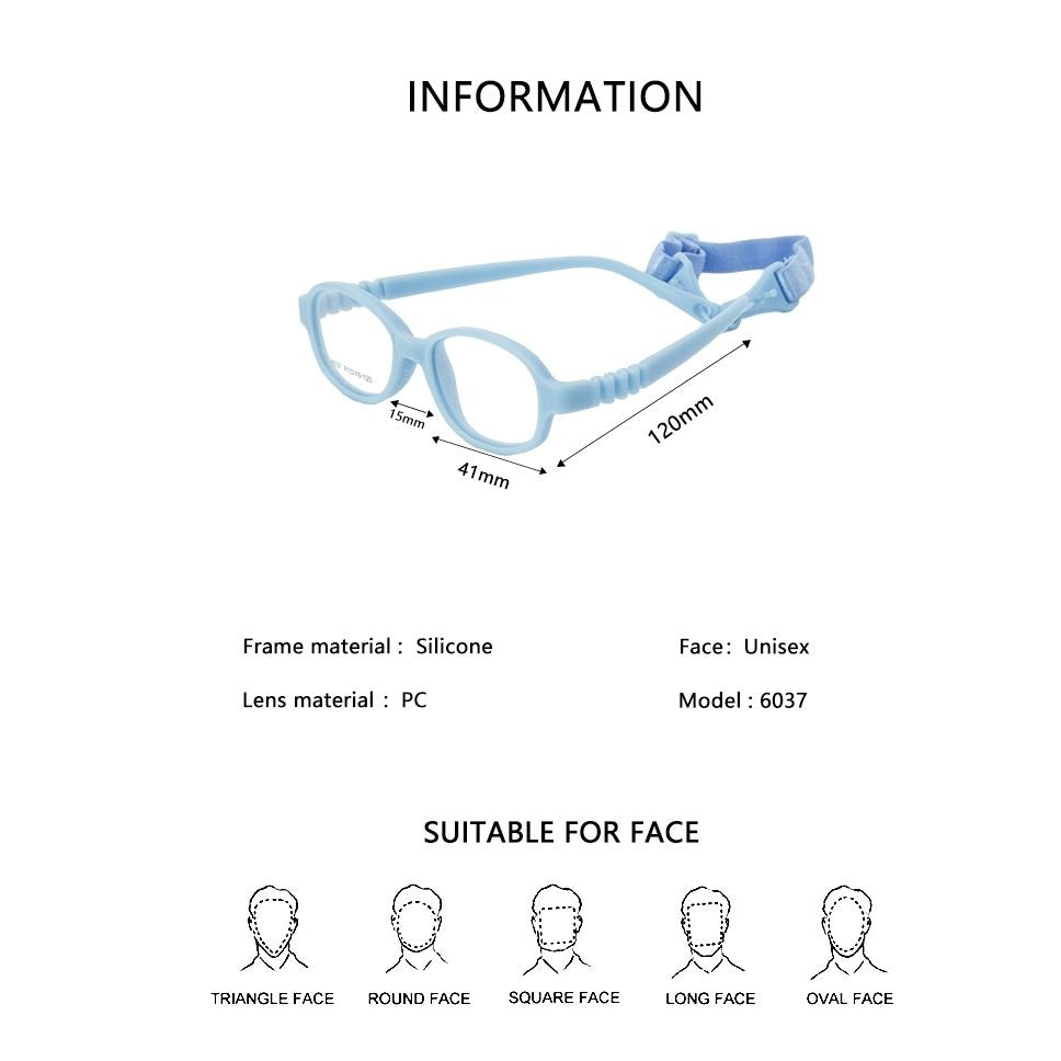 Unbreakable Kids Flexible Glasses with Strap - Shatterproof Eyewear for Toddlers Age 2-3 Years (Model 6037) - Perfect for Playtime, Sports & Outdoor Activities