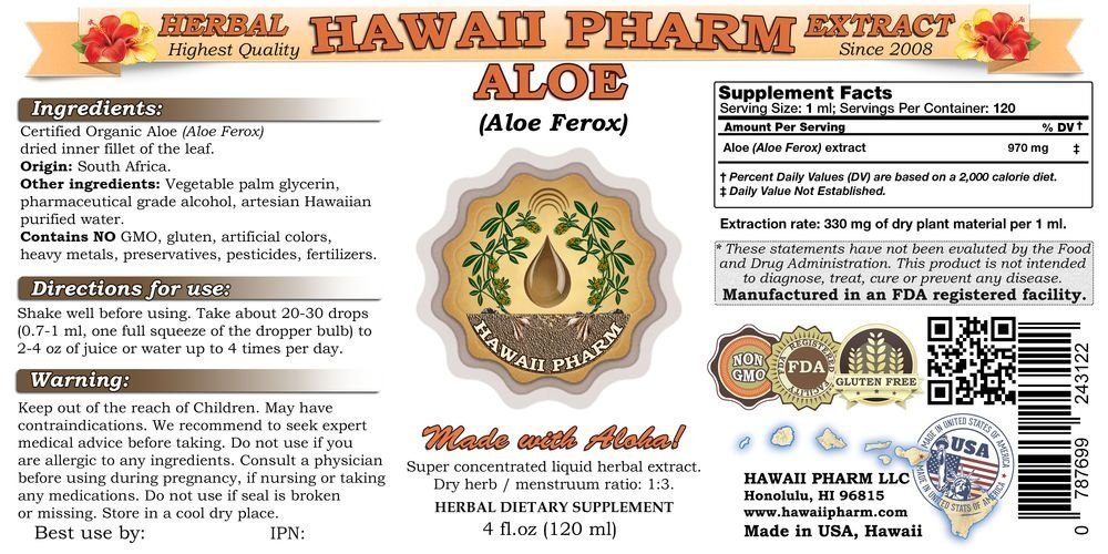 Organic Aloe Ferox Liquid Extract & Dried Leaf Powder Tincture Supplement - 2x32 oz Unfiltered, Alcohol-Free - Supports Digestion, Skin Health & Immune System - Perfect for Smoothies, Skincare & Wellness Routines