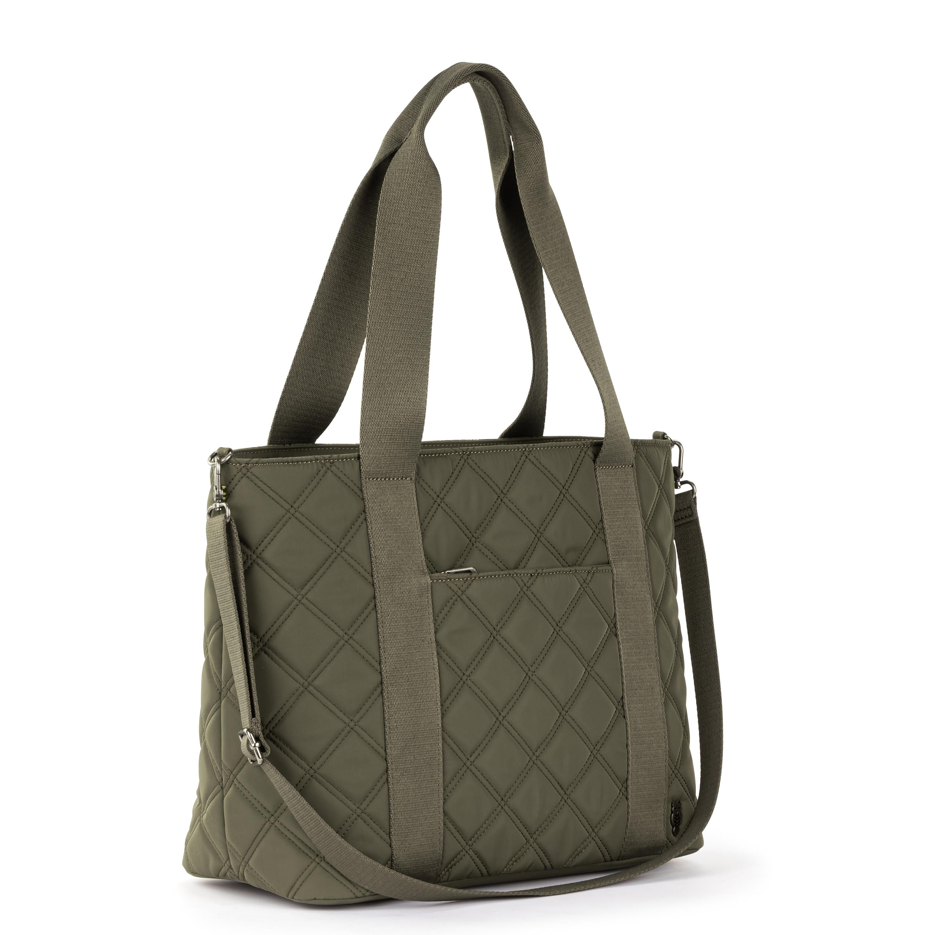 Arlo Large EcoTwill Tote Bag - Olive Diamond Quilted Design for Women, Durable & Stylish - Perfect for Work, Travel, and Everyday Use