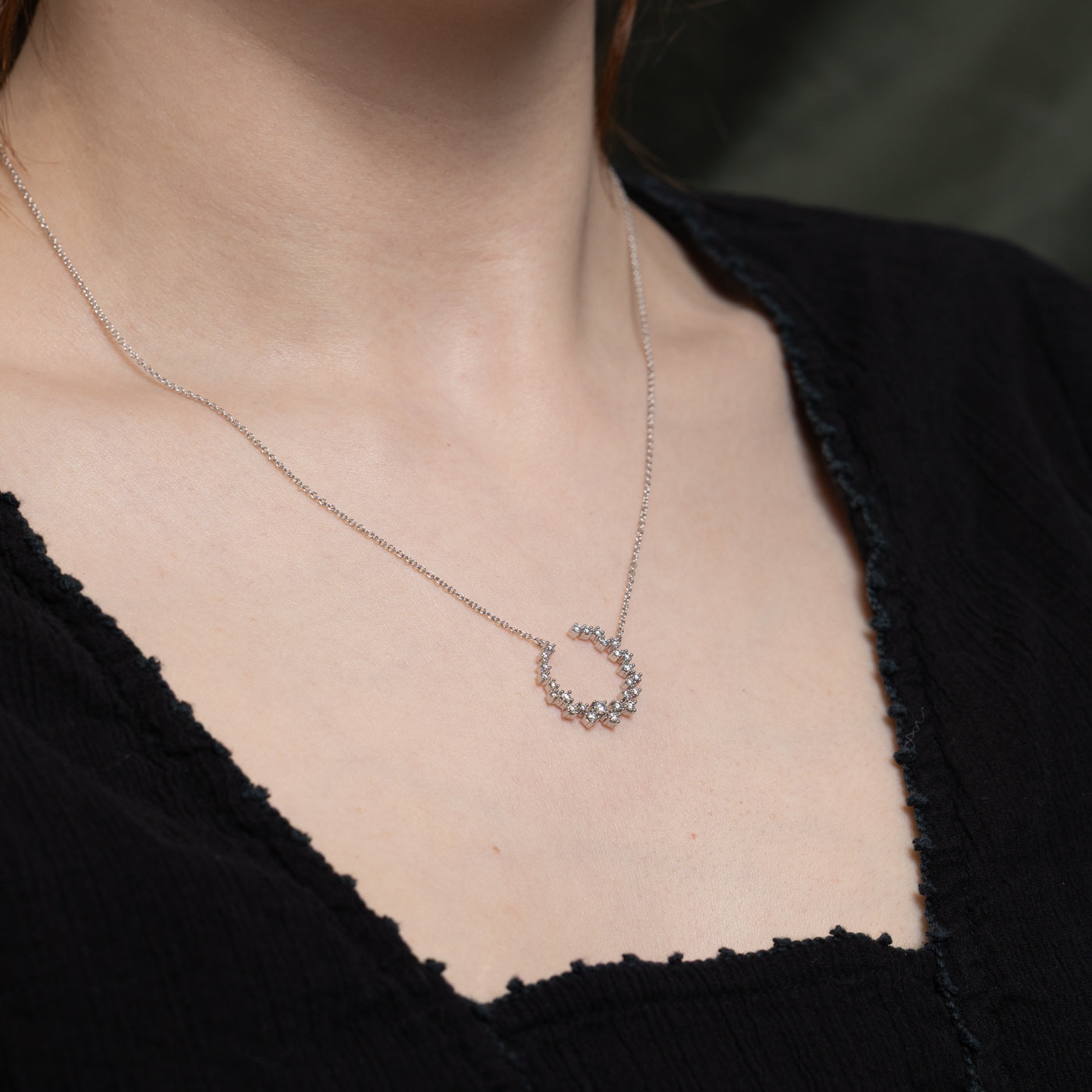 Diamond Open Circle Necklace | 0.33 Carat Total Weight | 18K Gold | Elegant Minimalist Jewelry for Women | Perfect for Weddings, Anniversaries & Everyday Wear