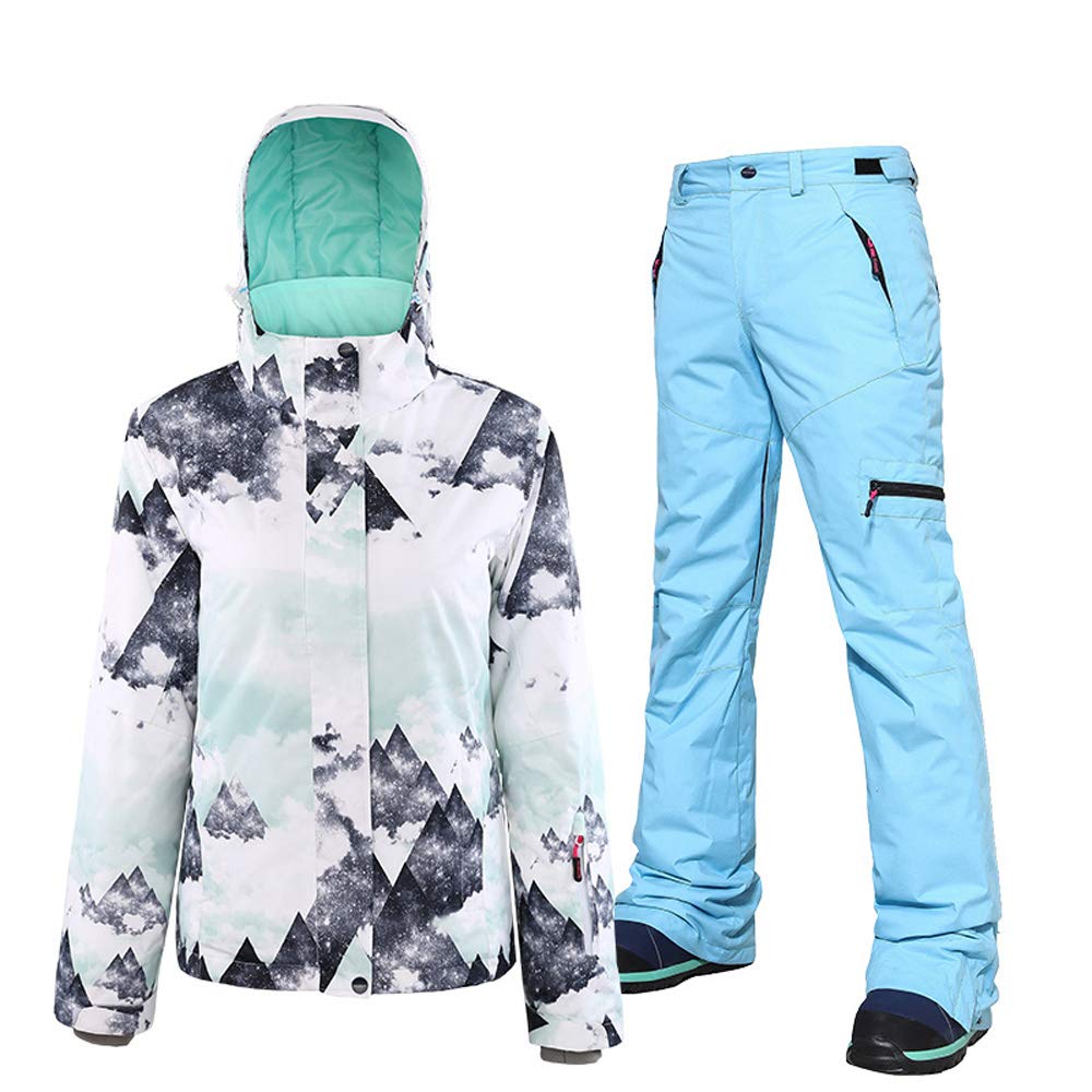 Women's Waterproof Windproof Ski Jacket & Snow Pants Set - Thermal Winter Snowsuit for Skiing, Snowboarding & Outdoor Activities