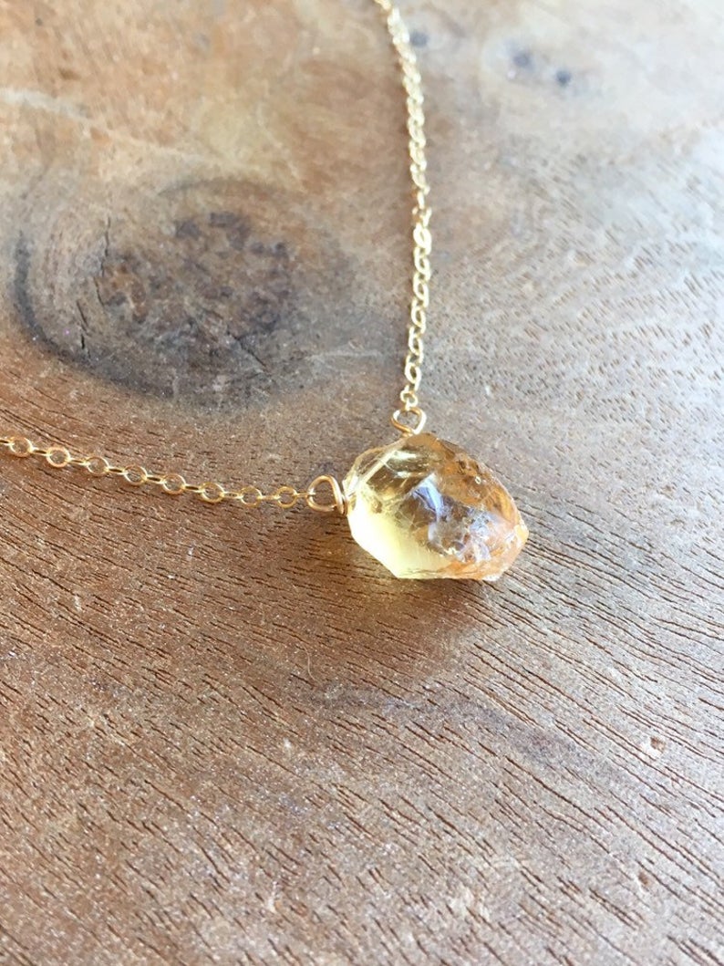 Natural Raw Citrine Crystal Necklace - 14K Gold Filled or 925 Sterling Silver Pendant for Women - Perfect for Healing, Meditation & Spiritual Jewelry Gifts