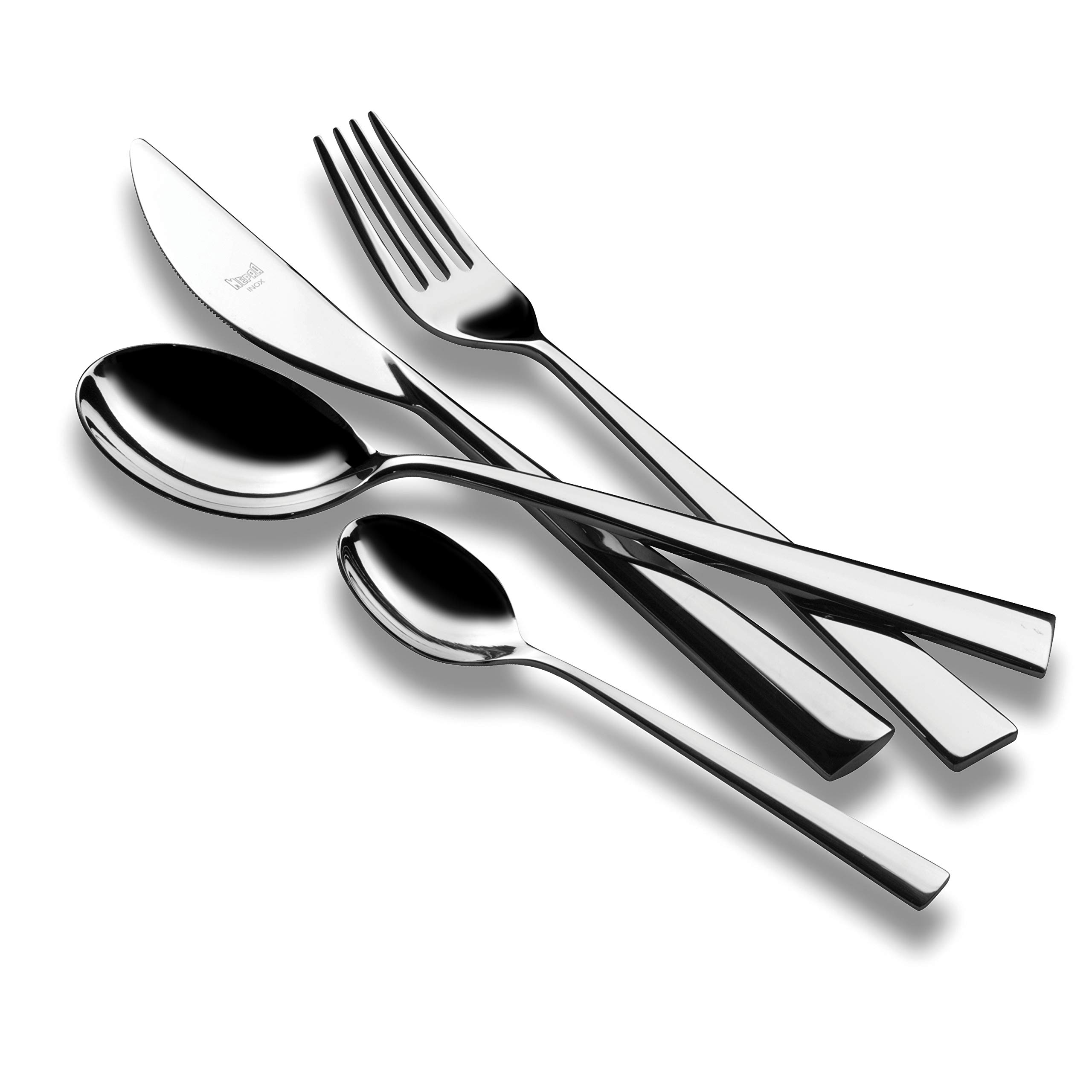 Premium MEPRA Stainless Steel Flatware Set - 18/10 Metallic Silverware for 4, 8, or 12 People - Elegant Dining Utensils for Restaurants, Weddings, and Everyday Use
