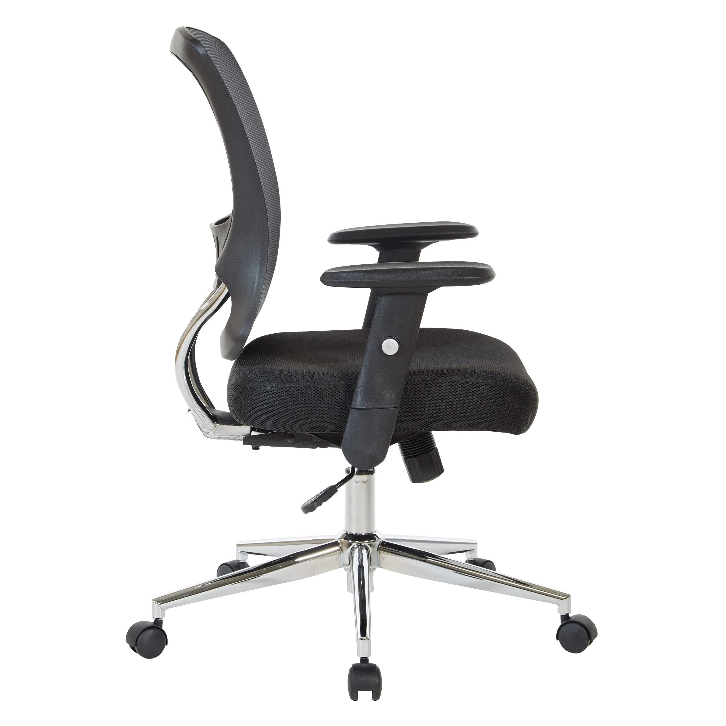 Office Star EM Series Ergonomic Mesh Office Chair with Adjustable Lumbar Support, Locking Tilt & Chrome Base - Black - Perfect for Home Office, Workstation & Computer Desk