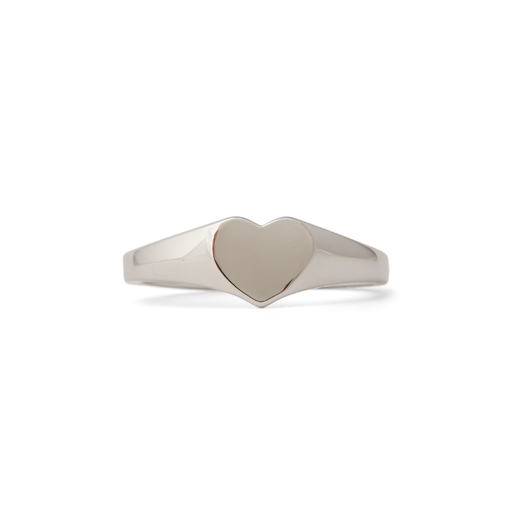 Vintage Heart Signet Ring for Women - Sterling Silver Size 8 - Elegant Jewelry Gift for Valentine's Day, Anniversary & Special Occasions