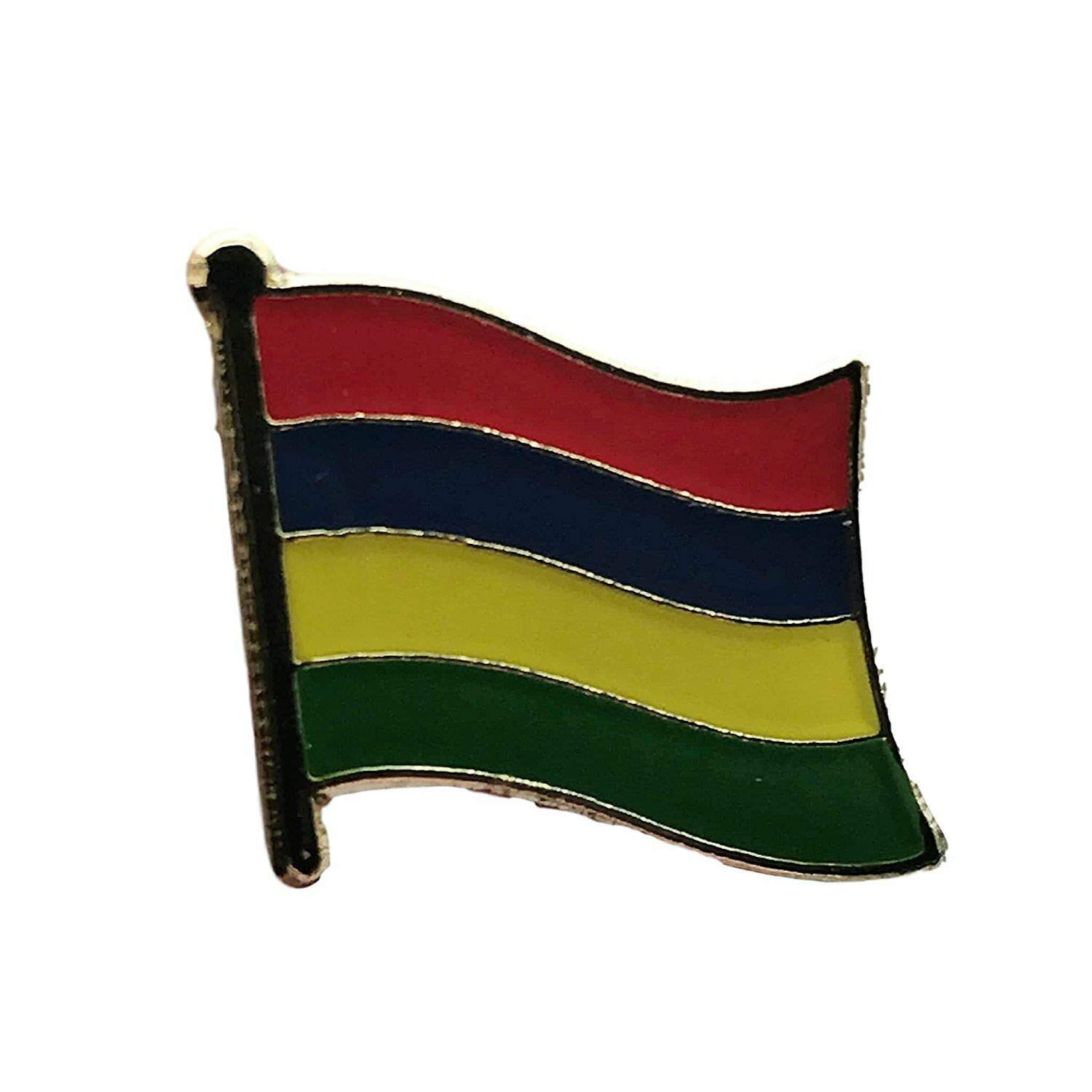 24 Pack Mauritius Country Flag Lapel Pins for Bike Hats & Motorcycle Gear - Durable Clothing Studs for Bikers, Cyclists & Collectors - Perfect for Hat Decor, Motorcycle Accessories & Patriotic Events