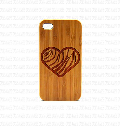 Premium Real Wood iPhone 4 Case with Zebra Heart Design - Eco-Friendly Protective Cover for iPhone 4 - Perfect for Daily Use, Travel & Gift Giving