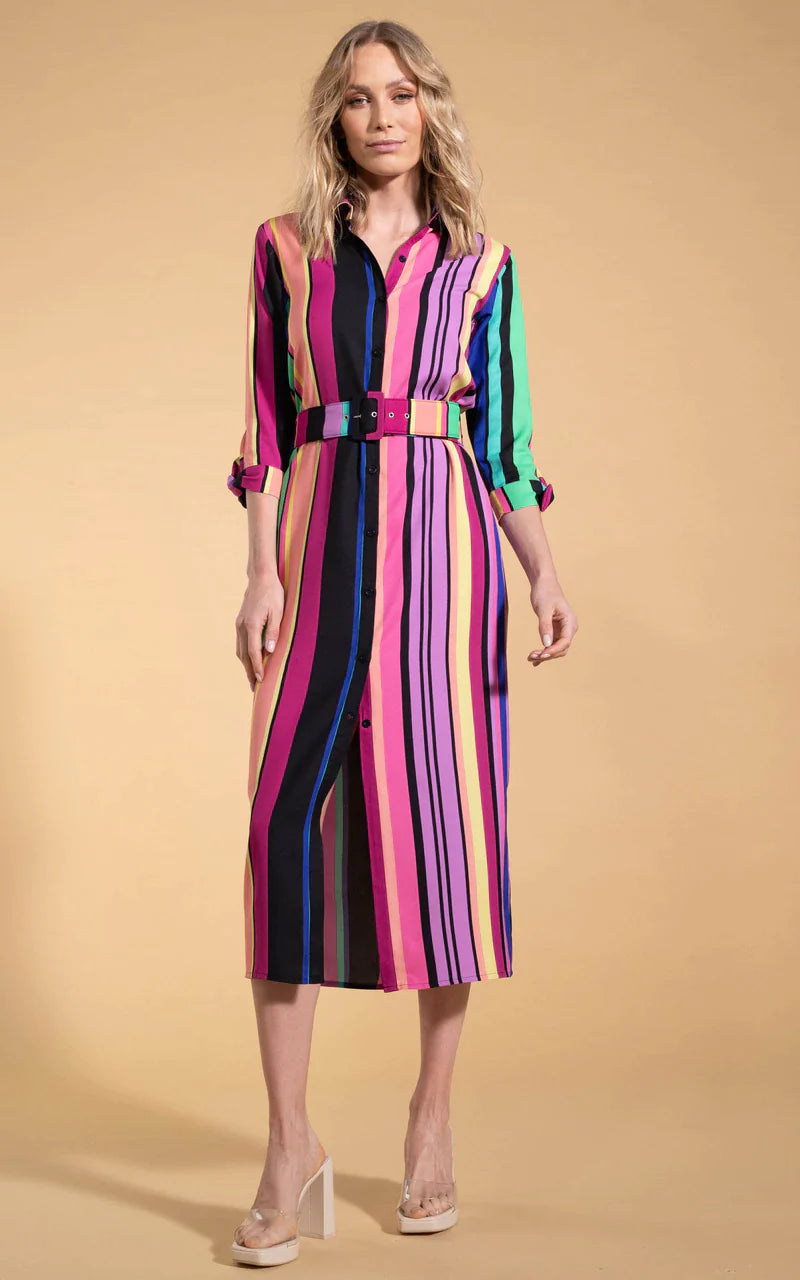 Alva Striped Dress for Women | Multi-Color Summer Casual Dress | Perfect for Beach, Vacation & Everyday Wear