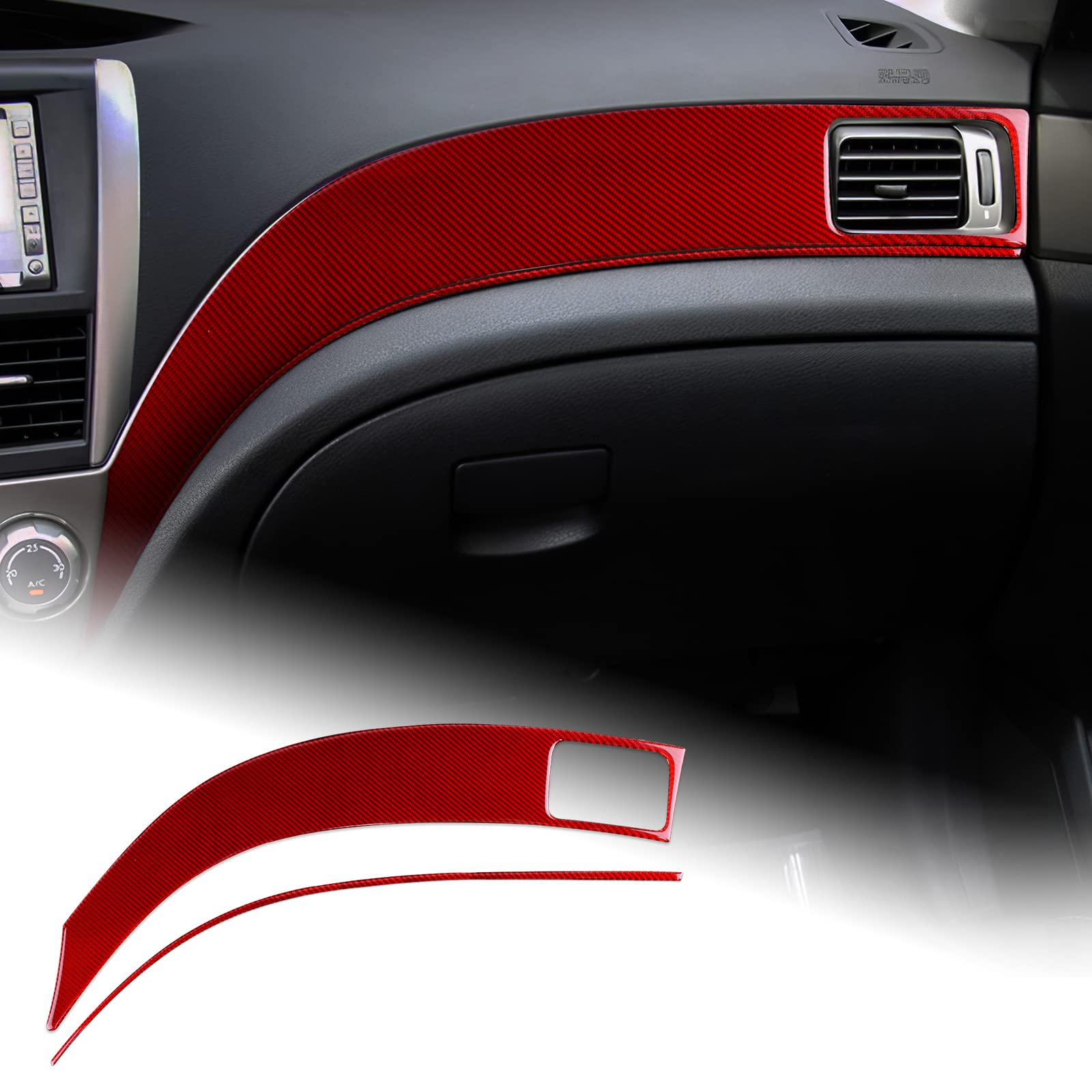 Carbon Fiber Dashboard Cover & Air Vent Sticker for Subaru Forester 2009-2012 | Red Interior Trim Accessories | Car Copilot Upgrade for Enhanced Driving Experience