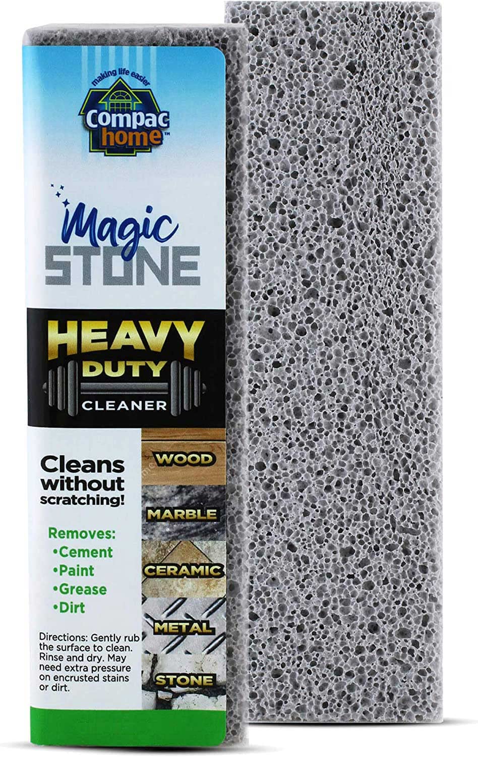 Heavy Duty Cleaning Stick for Paint, Cement, Rust & Grease Removal - Magic-Stone Scrubber for Wood, Stone & Ceramic Tiles - 2 Pack - Perfect for Home, Garage & Workshop Deep Cleaning