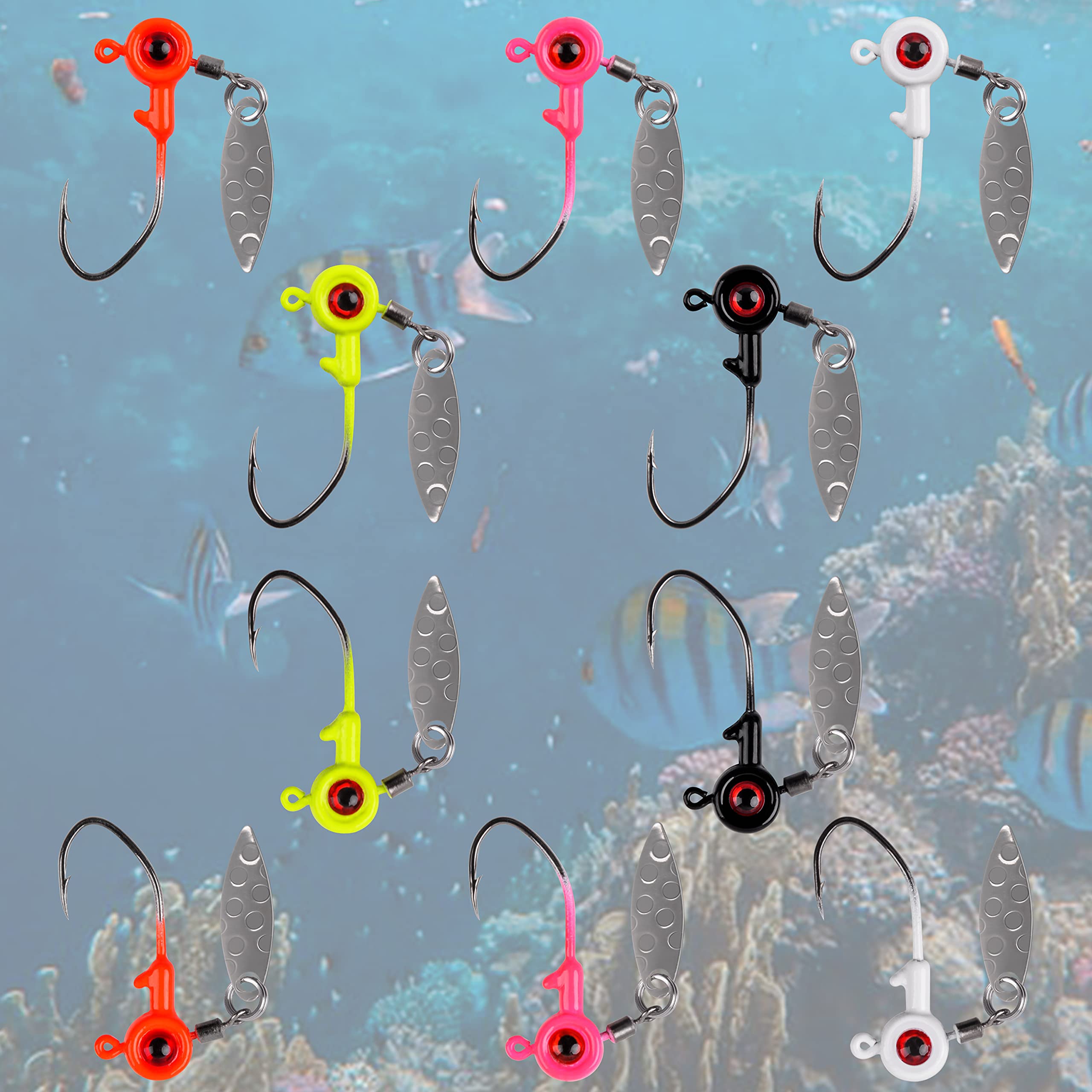 25-50PCS Fishing Jig Heads Kit with Plastic Box - 3/16 1/8 1/16 oz for Bass & Crappie - Perfect for Freshwater Fishing