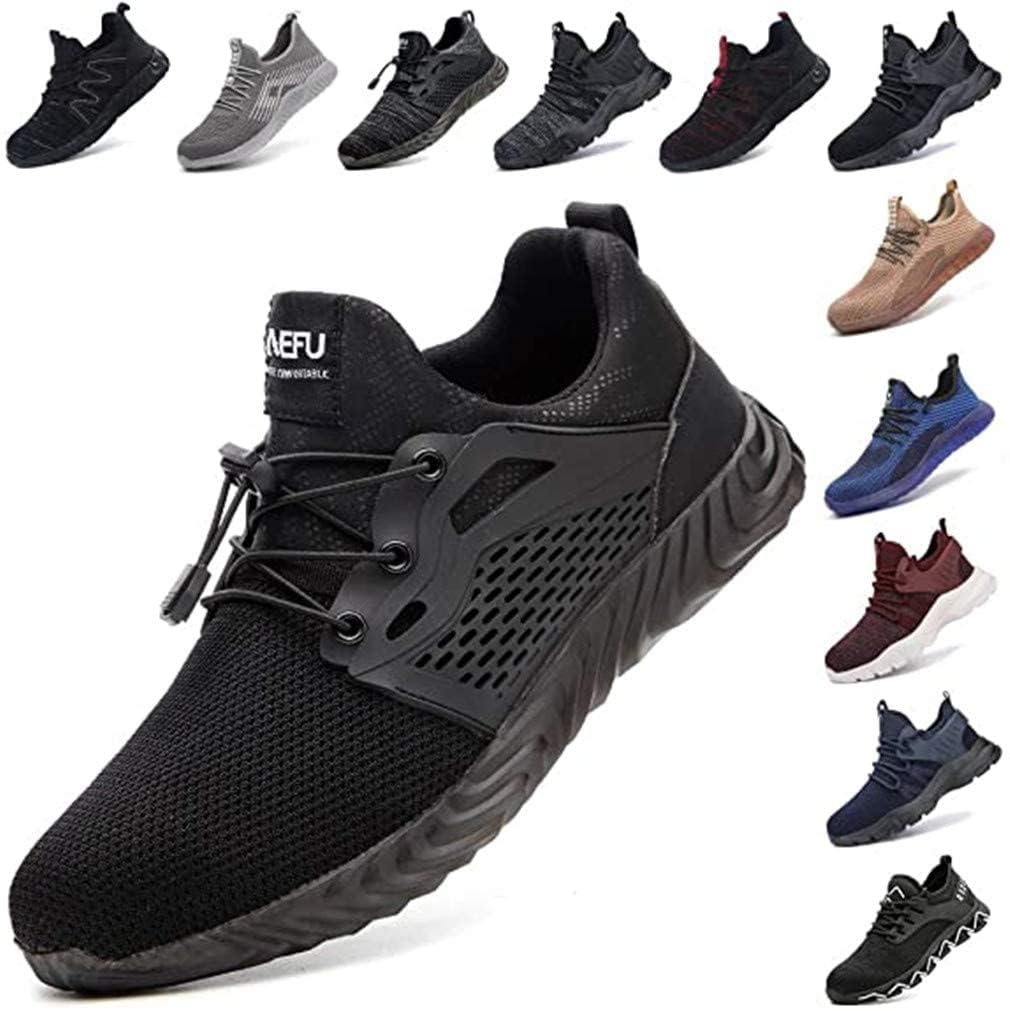 Men's & Women's Steel Toe Safety Shoes - Lightweight Work Boots with Breathable Mesh for Construction & Industrial Use | Black, Blue, Grey, Green, Pink | UK Sizes 3.5-13 | Perfect for Warehouse, Factory & Outdoor Work