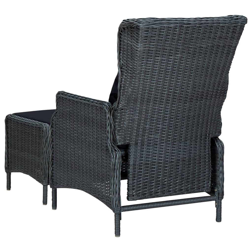 vidaXL 9-Piece Patio Dining Set with Glass Tabletop & Rattan Chairs with Cushions - Modern Dark Gray Outdoor Furniture for Garden, Backyard, and Poolside Dining