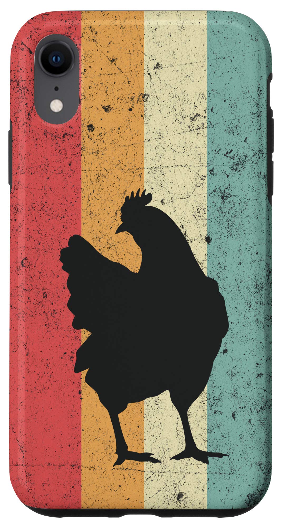 Vintage 60s 70s Stripes iPhone XR Case - Retro Chicken Design Phone Cover for Men & Women - Perfect for Music Festivals, Concerts and Vintage Lovers