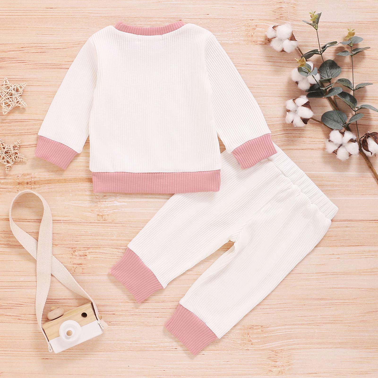 Newborn Baby Clothes Set 0-4 Years | Unisex Long Sleeve Pullover & Pants Outfit | Warm Cotton Solid Color Infant Wear (White, 3-6 Months) | Perfect for Winter, Photoshoots & Daily Comfort