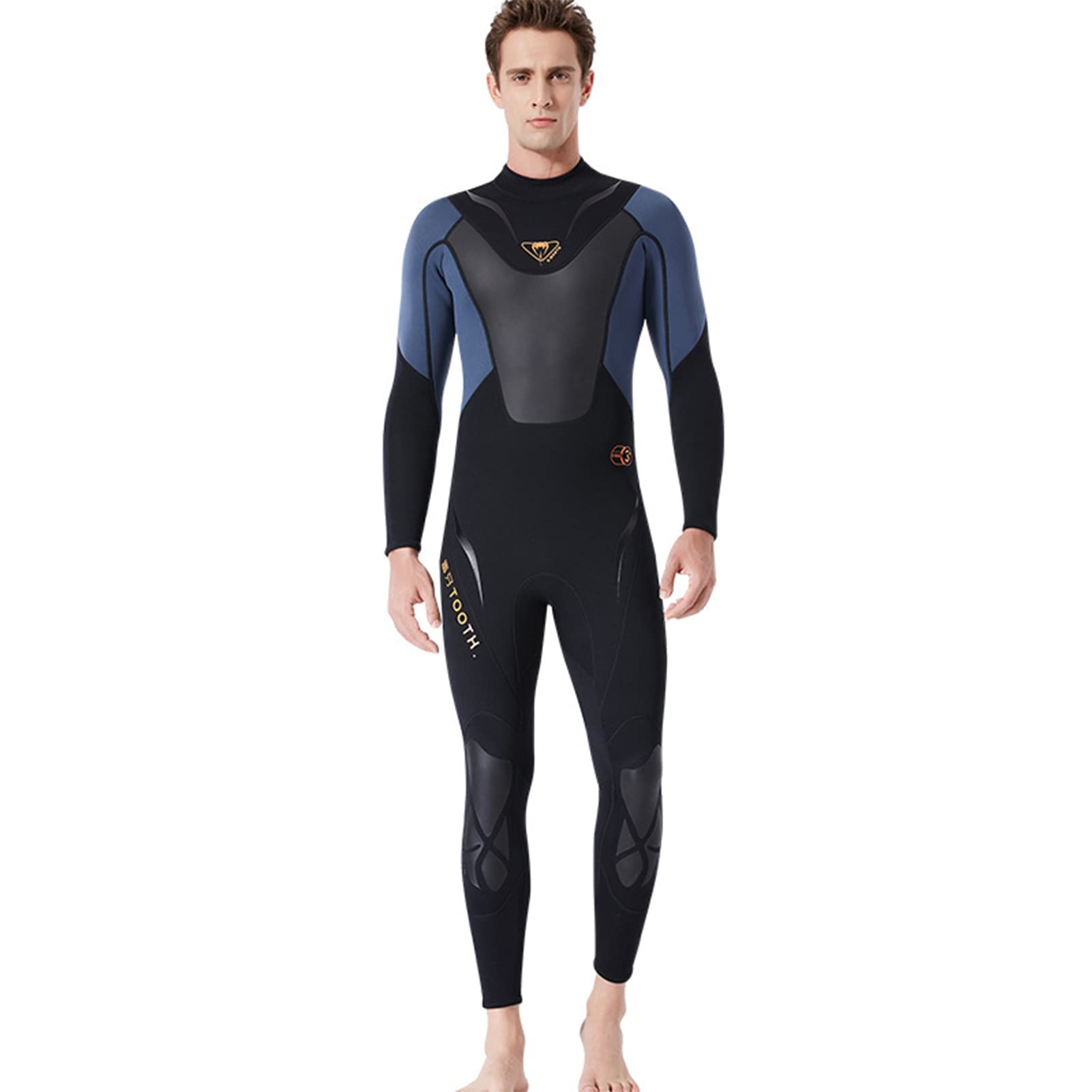3MM Men's Long Sleeve Rear Zipper Wetsuit - Thermal Protection for Scuba Diving, Snorkeling & Cold Water Swimming | Anti-Jellyfish One Piece Swimsuit for Surfing, Kayaking & Water Sports