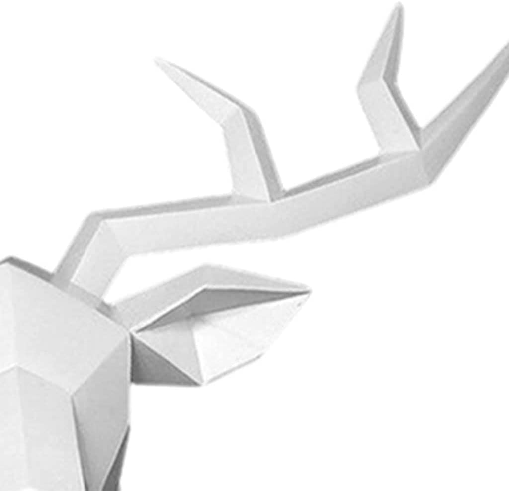3D White Deer Head Wall Mount Sculpture - Elk Antler Decor for Living Room, Office, Gallery - Rustic Animal Figurine & Modern Home Wall Art for Hunting Lodge, Cabin, or Farmhouse Style Decor