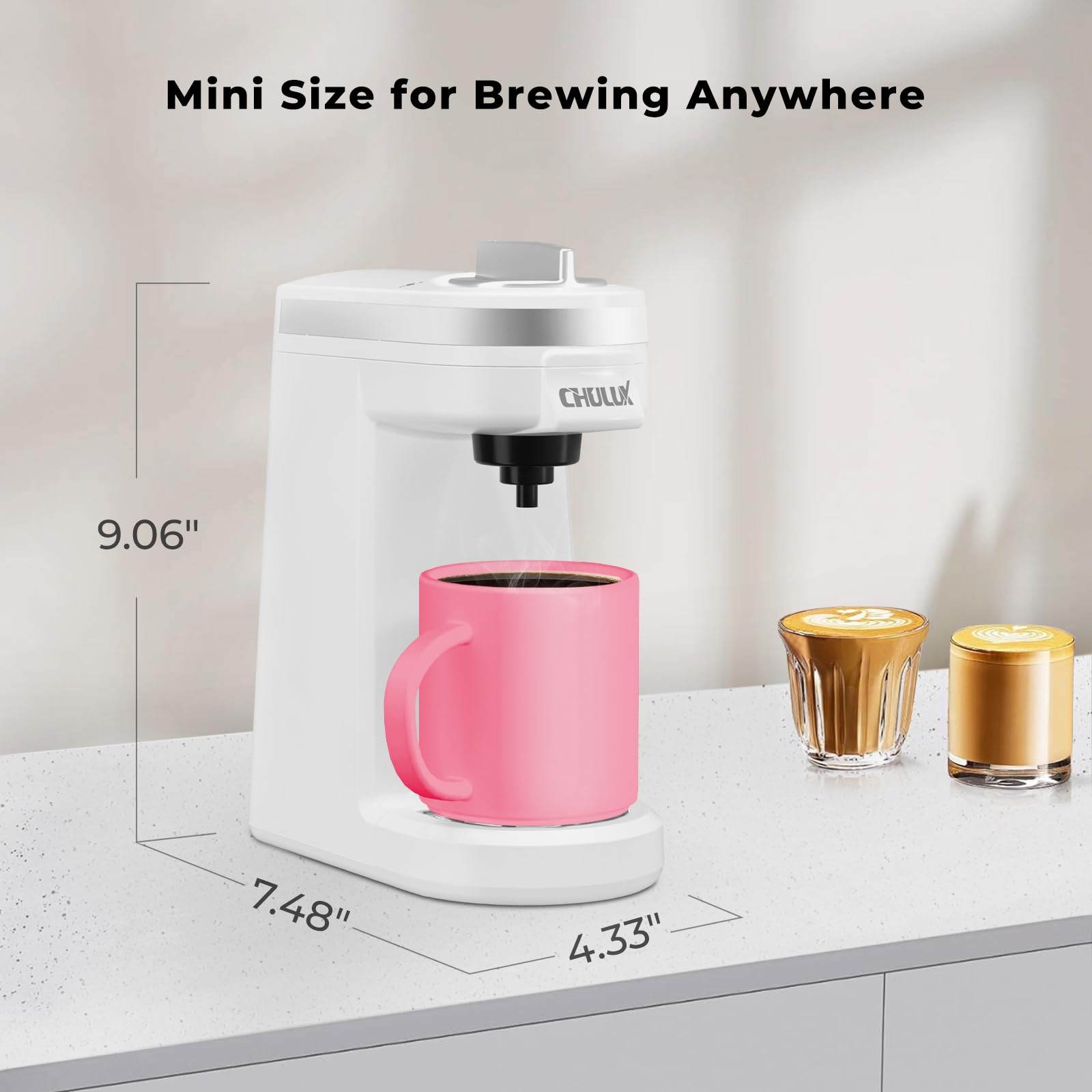 CHULUX Mini K-Cup Coffee Maker - Single Serve for Americano, Home & Office