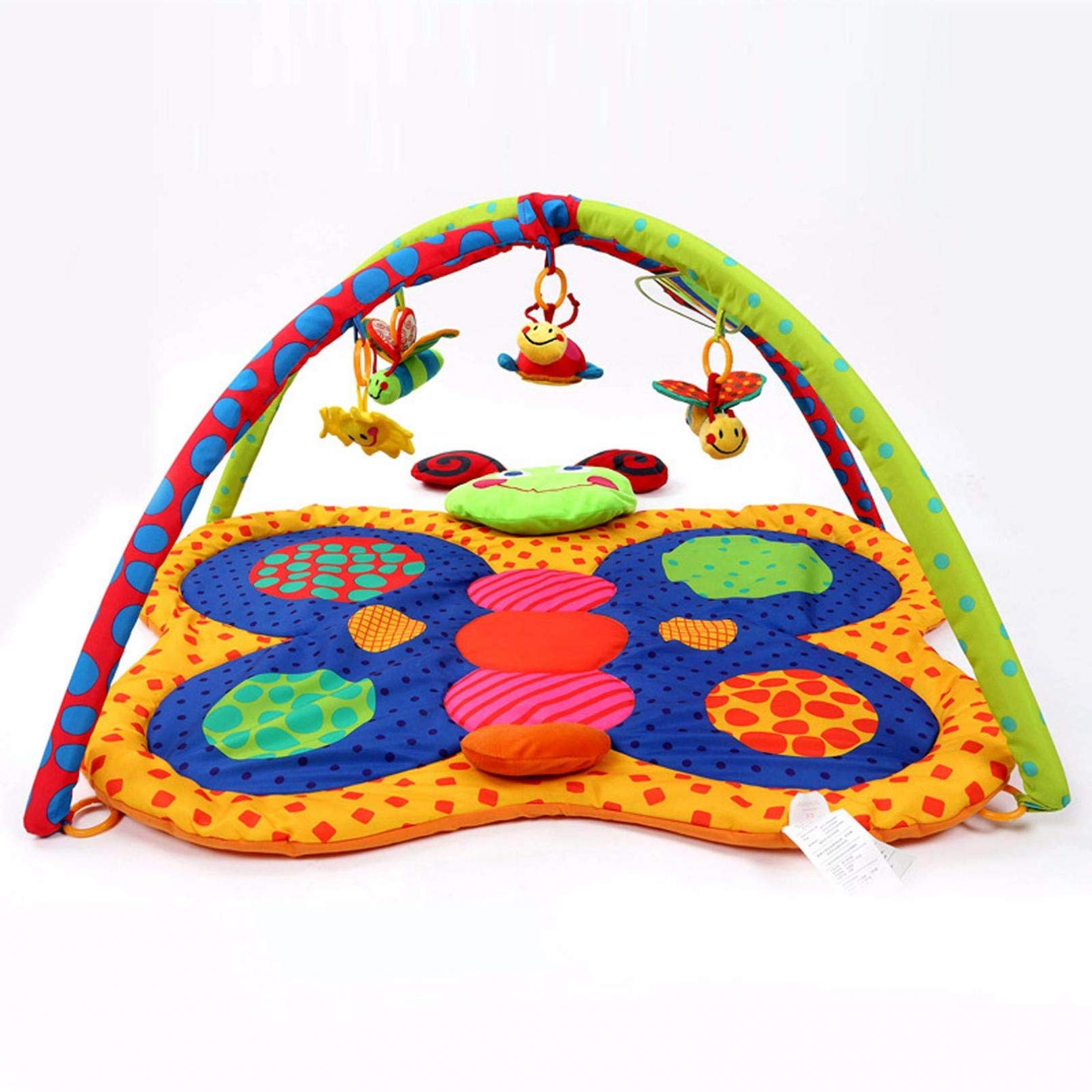 Butterfly Pattern Baby Play Mat with 8 Hanging Toys - Infant Gym Activity Center & Tummy Time Fitness Frame for 1-18 Months - Perfect for Crawling, Sensory Development & Early Learning Playtime