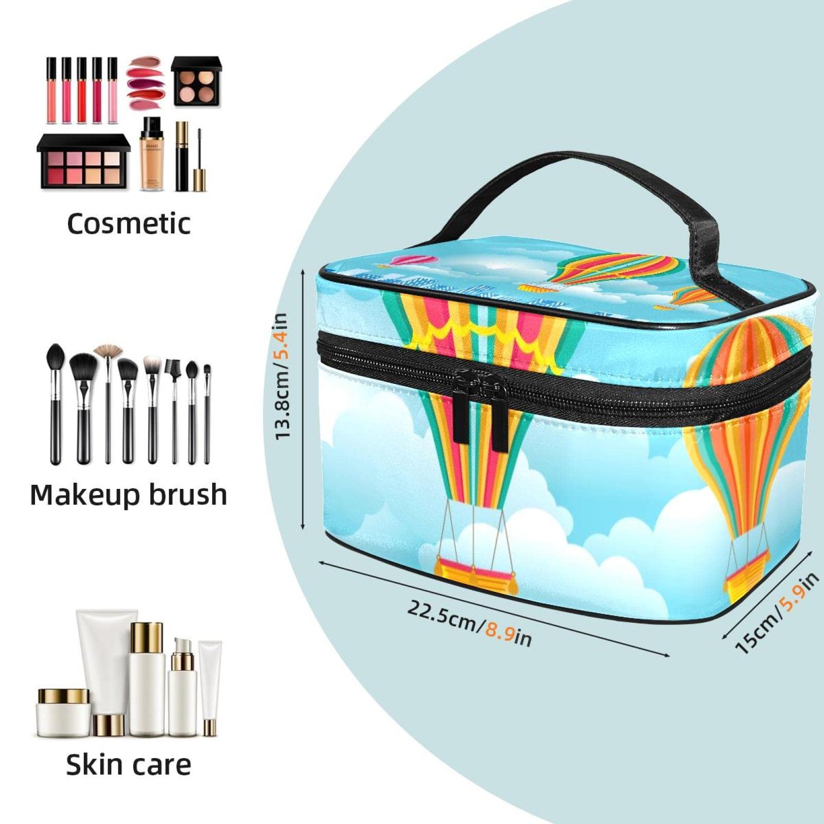 Hot Air Balloon Makeup Bag - Portable Travel Cosmetic Pouch for Women | Waterproof & Durable | Perfect for Travel, Gym, and Daily Use