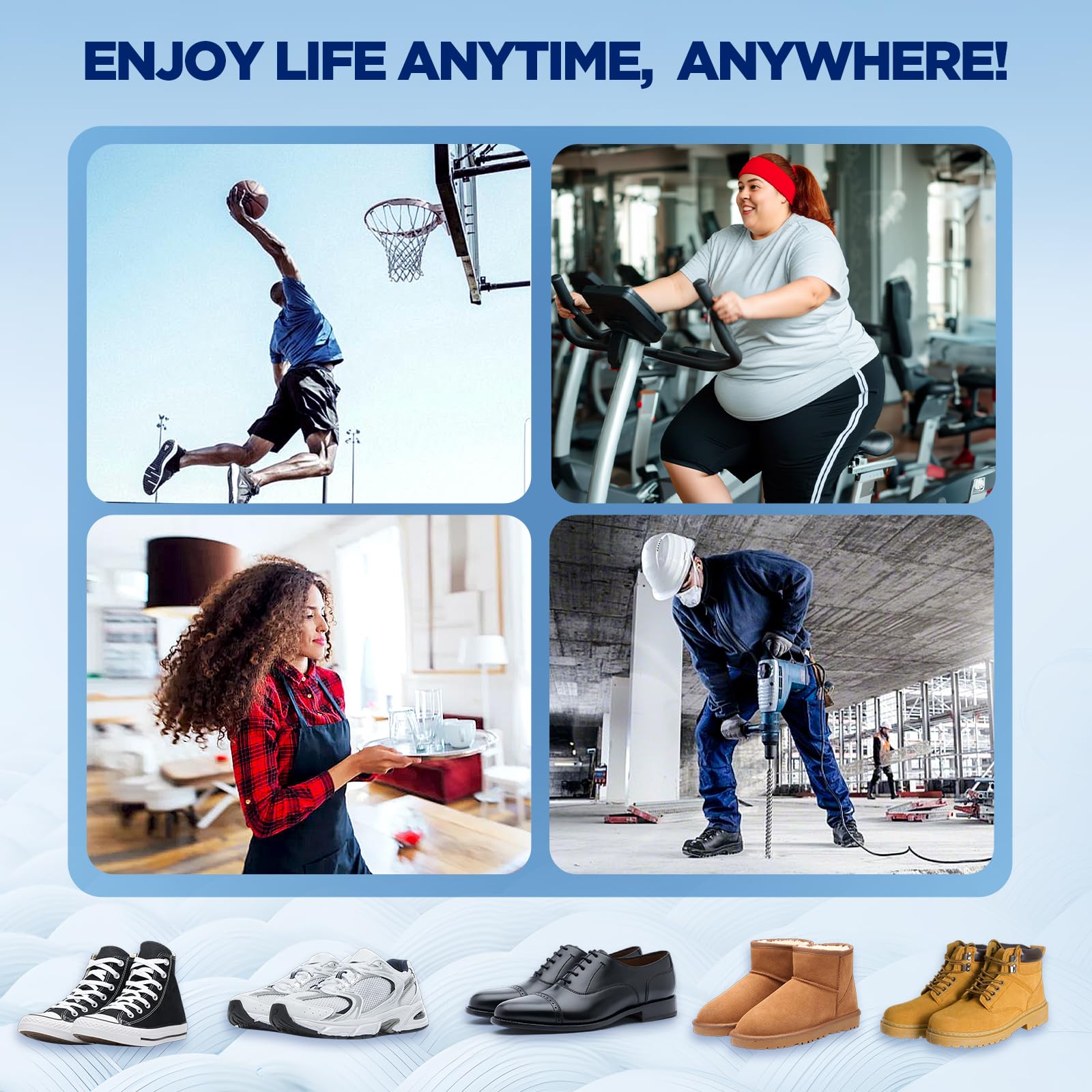 **240+lbs Plantar Fasciitis Relief Insoles for Men & Women – Heavy Duty High Arch Support Orthotic Shoe Inserts with PORON Cushioning – Shock Absorption for Flat Feet, Pronation & Pain Relief – Ideal for Work Boots, Running & Daily Comfort**