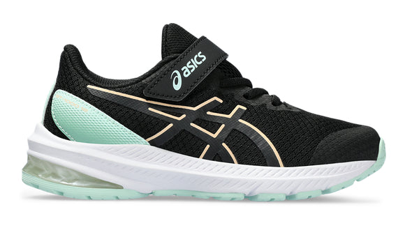 ASICS GT-1000 12 PS Kids Running Shoes - Black/Apricot Crush | Lightweight Athletic Sneakers for Boys & Girls | Perfect for School, Training & Outdoor Activities