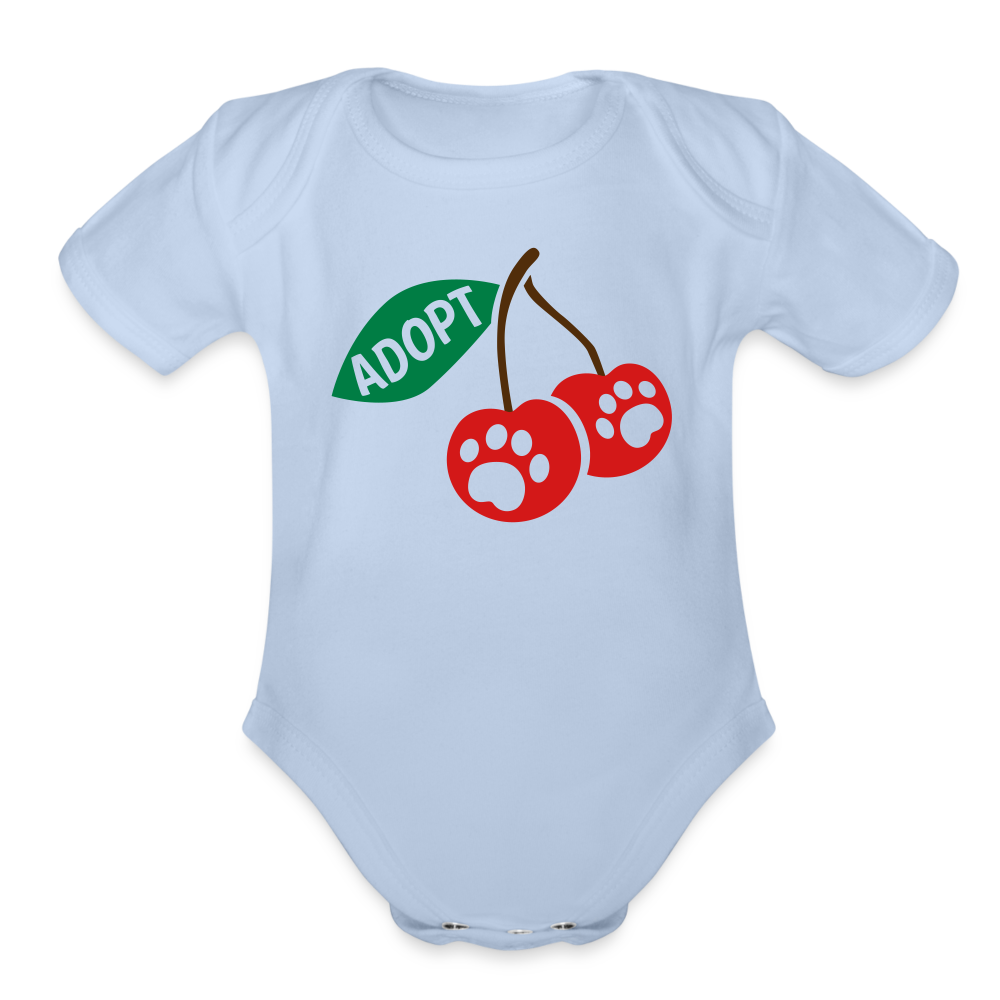 Organic Short Sleeve Baby Bodysuit with Door County Cherries Print - Soft Cotton Onesie for Infants - Perfect for Playdates, Family Outings & Photo Shoots
