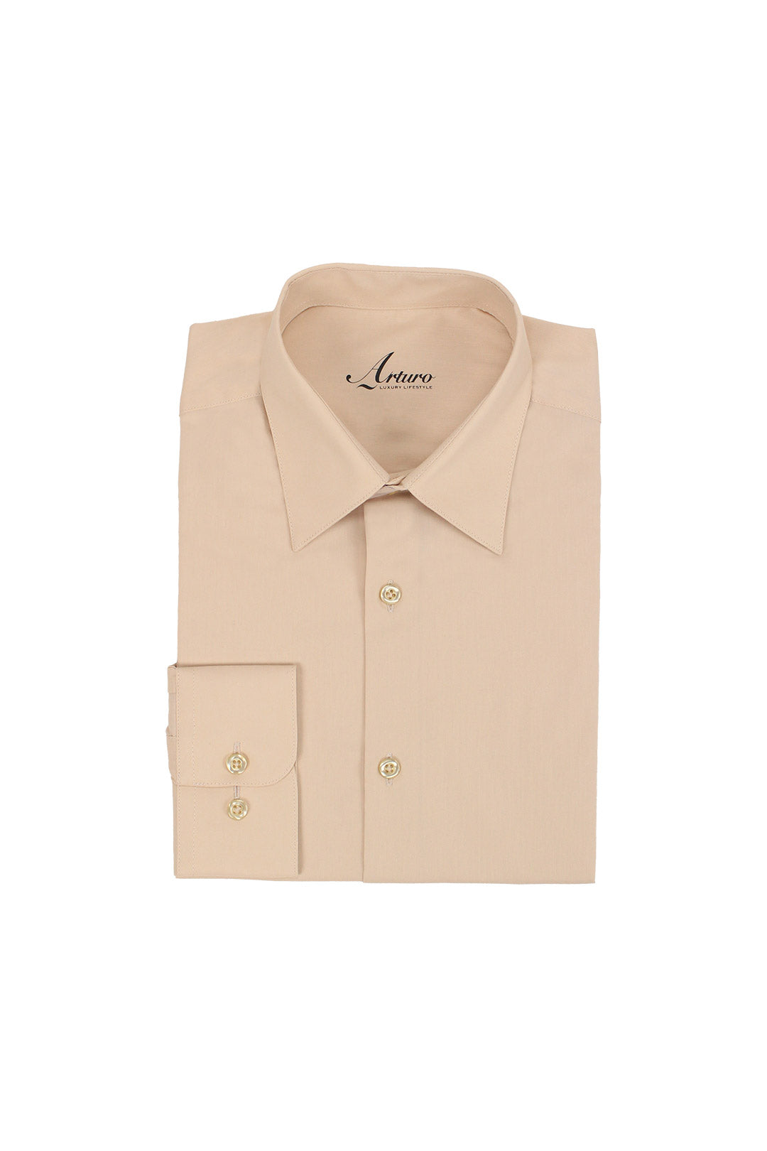 ARTURO Slim Fit Long Sleeve Champagne Dress Shirt for Men - Formal Business Office Wedding Attire - Premium Comfort Stretch Fabric