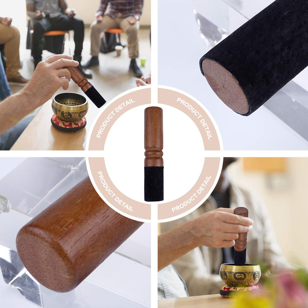 EXCEART Wooden Singing Bowl Mallet - Handcrafted Meditation Striker for Singing Bowls, Yoga & Prayer Accessories - Perfect for Relaxation, Sound Healing & Spiritual Practices