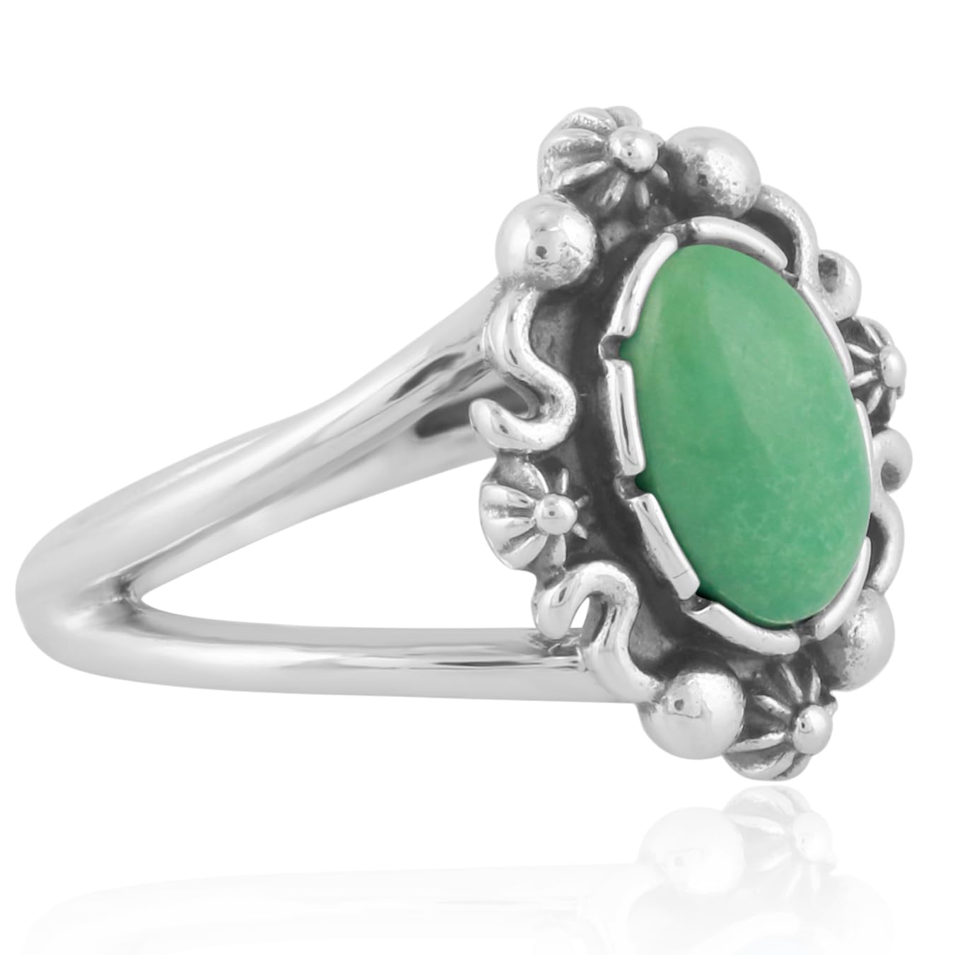 Sterling Silver Statement Ring for Women - Oval Flower Swirl Design with Gemstone Options | Size 5-10 | Perfect for Weddings, Parties & Everyday Elegance