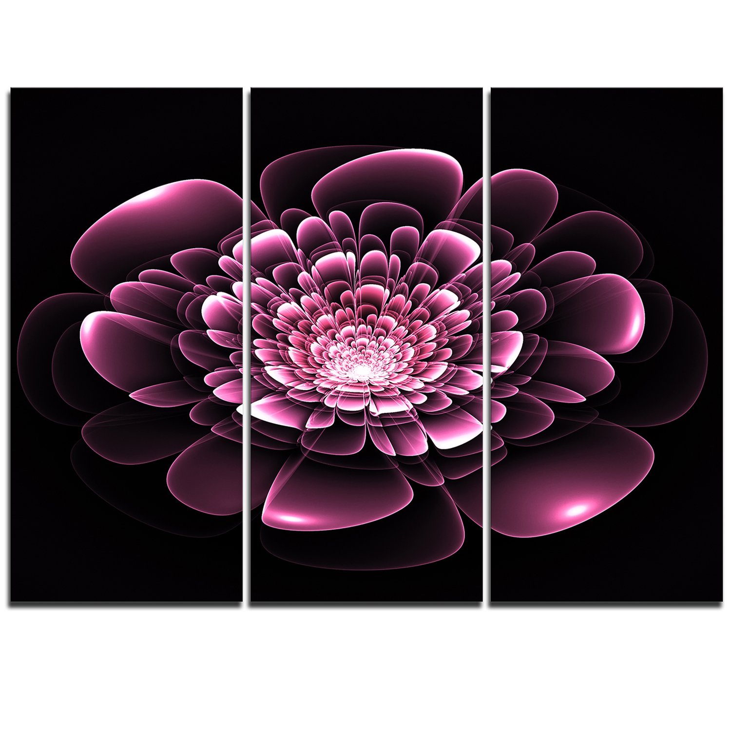 Designart MT11930-3P Purple Glossy Fractal Flower Metal Wall Art Set (3 Panels) - 28