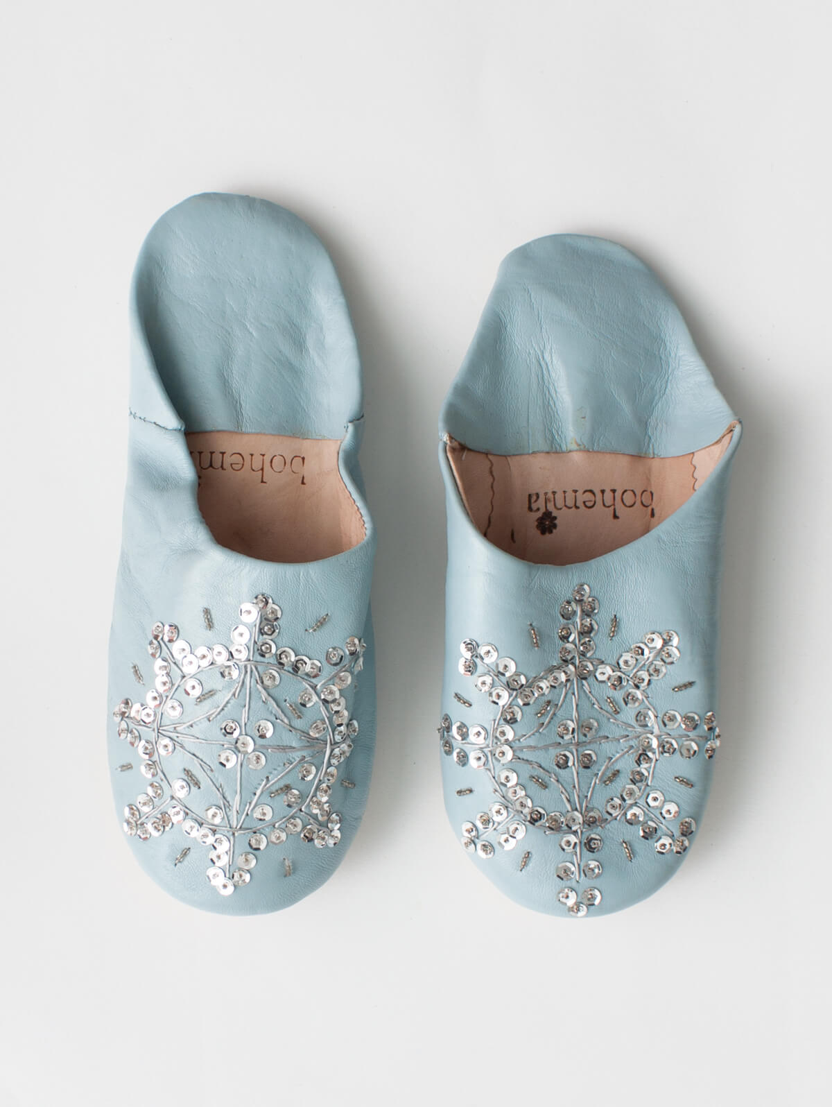 Moroccan Babouche Sequin Slippers - Pearl Grey | Women's Embroidered House Shoes for Home, Lounge & Gift