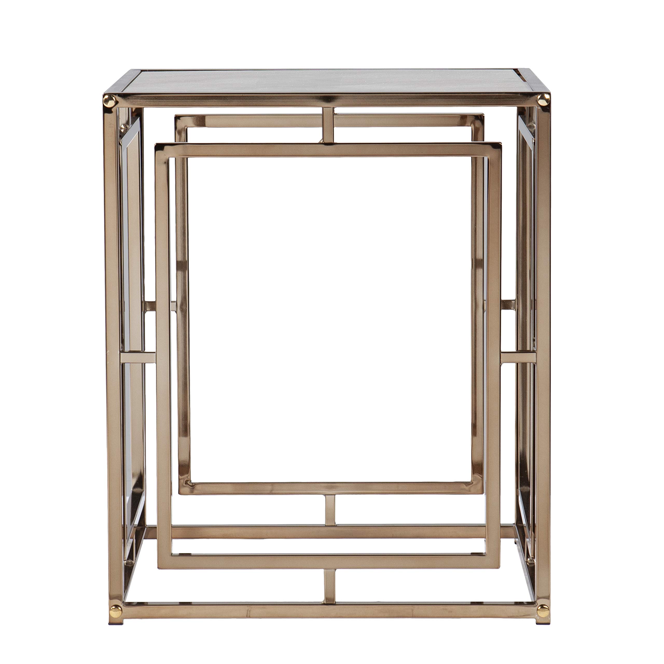 SEI Furniture Simondley End Table - Champagne Gold Accent Table for Living Room, Bedroom, or Office - Stylish Side Table with Modern Design