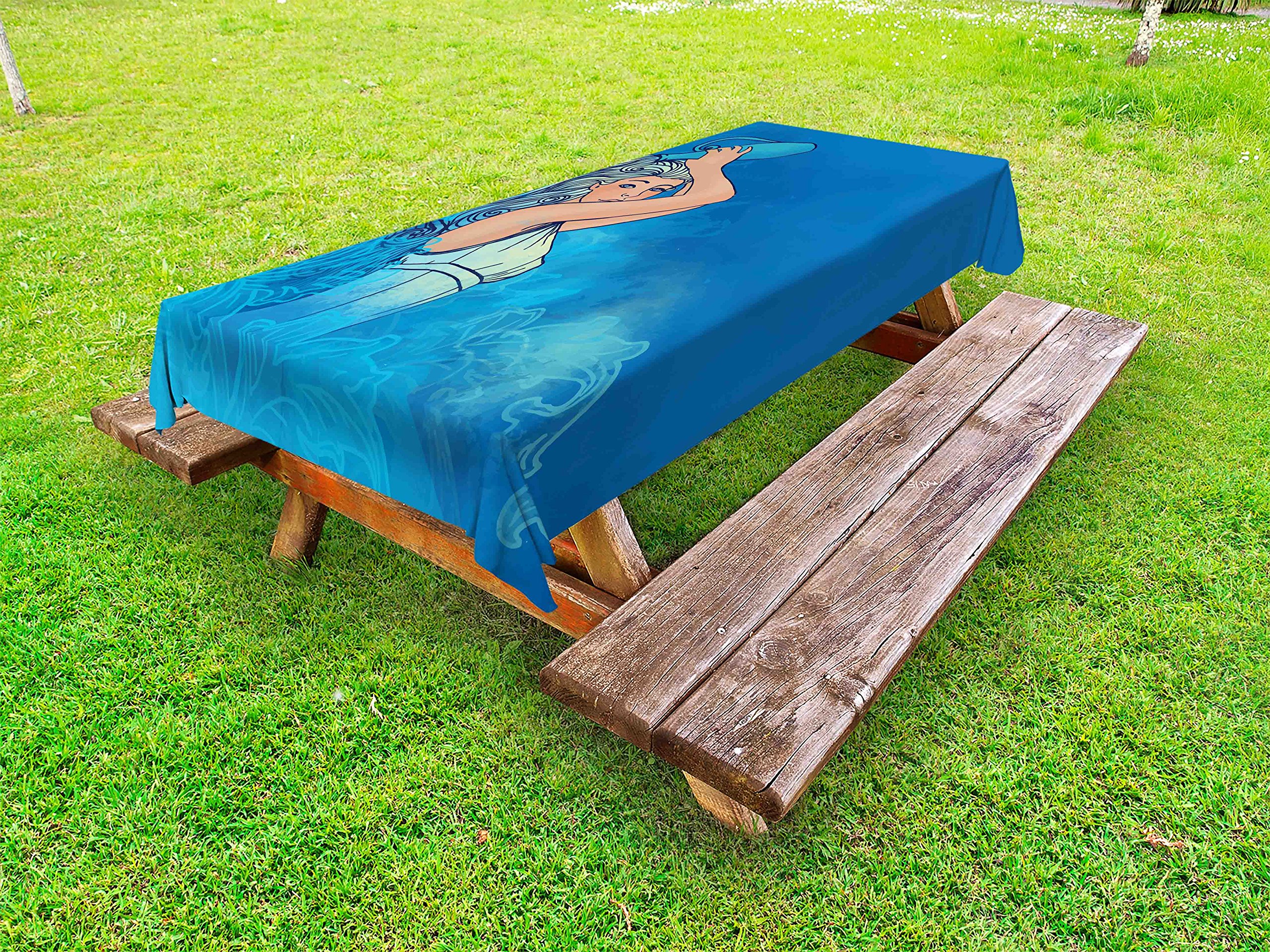 Ambesonne Zodiac Aquarius Outdoor Tablecloth - Washable Picnic Table Cover with Stars & Fortune Pattern, 58