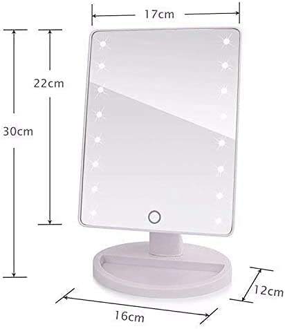GION LED Makeup Mirror with Storage Tray - Touch Screen Vanity Mirror with Adjustable Brightness, Portable Tabletop Cosmetic Mirror for Home & Travel (Perfect for Bedroom, Bathroom & Dressing Room)