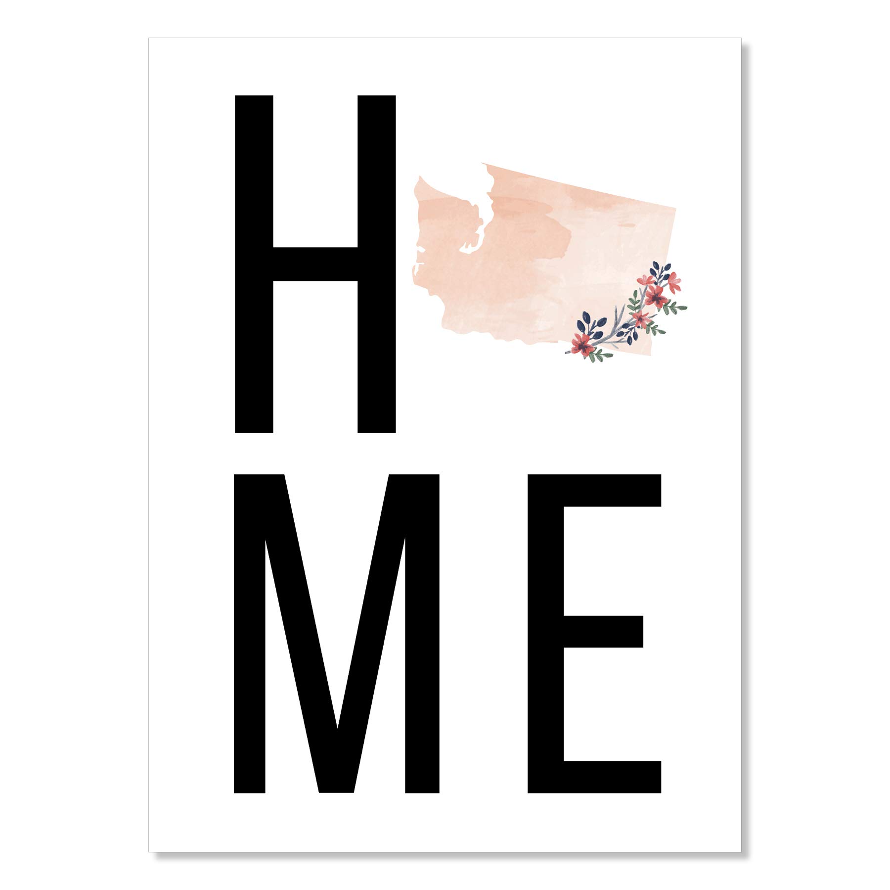 Washington State Floral Watercolor Print - Unframed Wall Art Decor for Home, Office & Gift