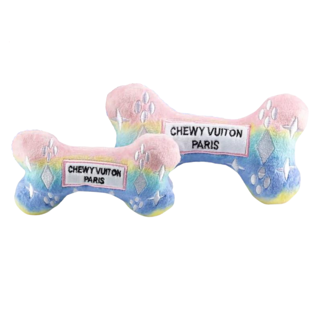 Pink Ombre Chewy Vuitton Bone Dog Toy - Durable Puppy Teething Chew for Small & Large Dogs - Perfect for Playtime, Training & Dental Health