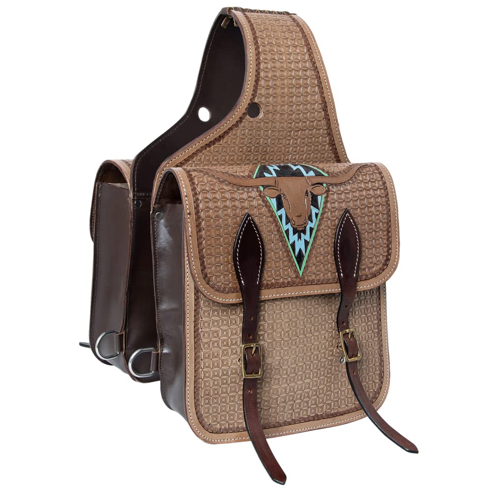 HILASON Genuine Leather Western Horse Saddle Bag - Heavy Duty Trail Riding Saddlebag for Equestrian & Bike | Durable Cowhide Saddle Accessory for Ranch Work, Camping & Outdoor Adventures