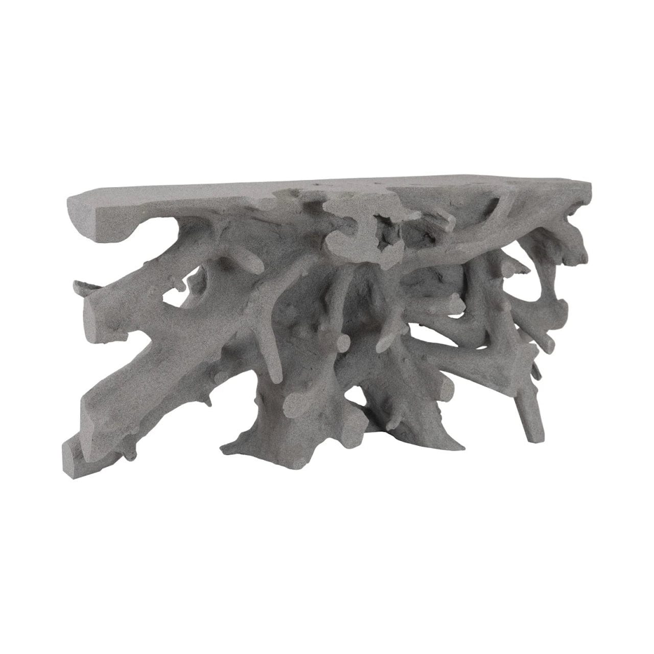 Dark Granite Console Table with Cast Root Design - Elegant Entryway Furniture for Hallway, Living Room & Foyer Decor