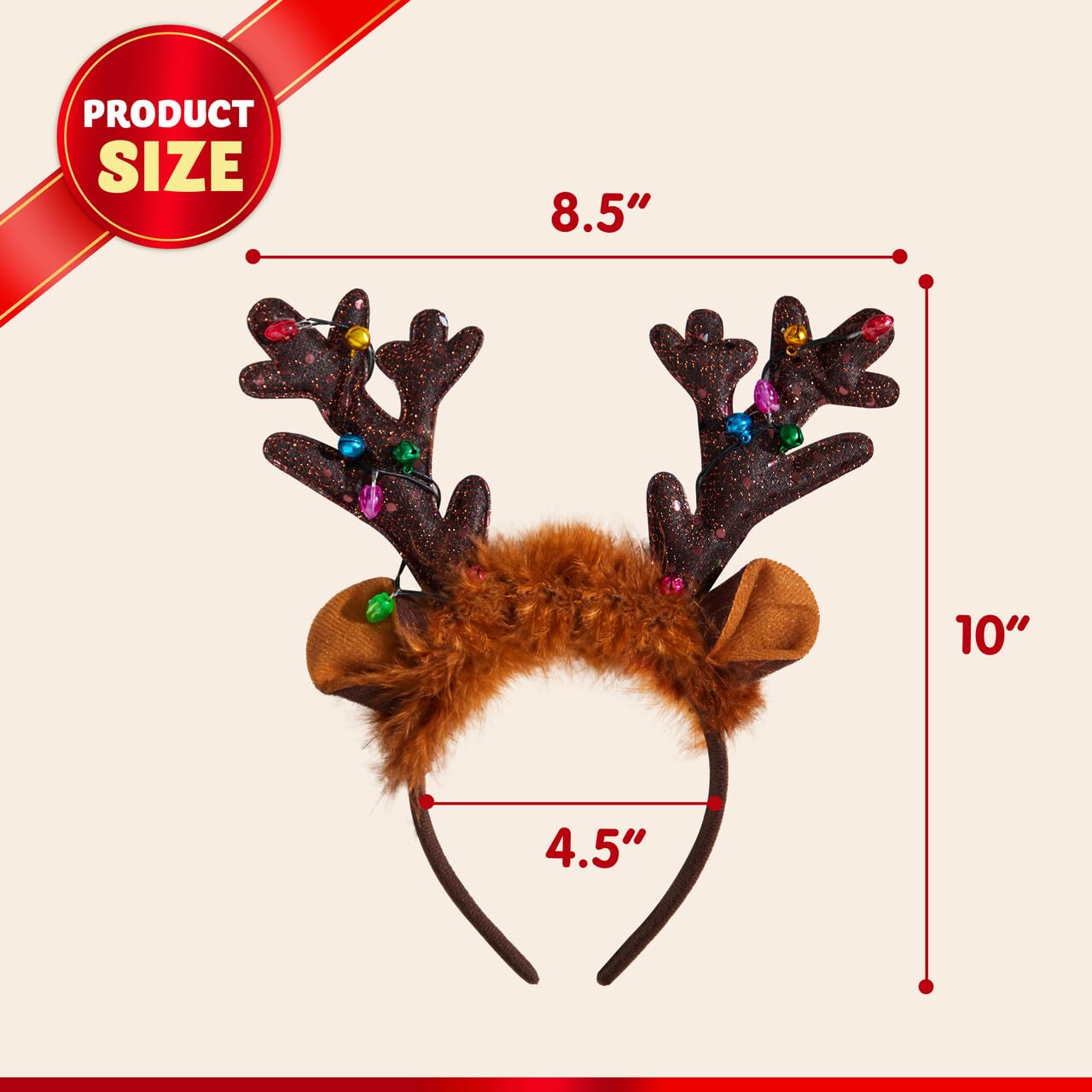 JOYIN 2PCS Light-Up LED Reindeer Headband Antlers - Christmas Party Favors, Holiday Costume Accessories for Women, Men, Kids (One Size Fits All) - Perfect for Xmas Parties, Family Gatherings & Festive Photo Booths