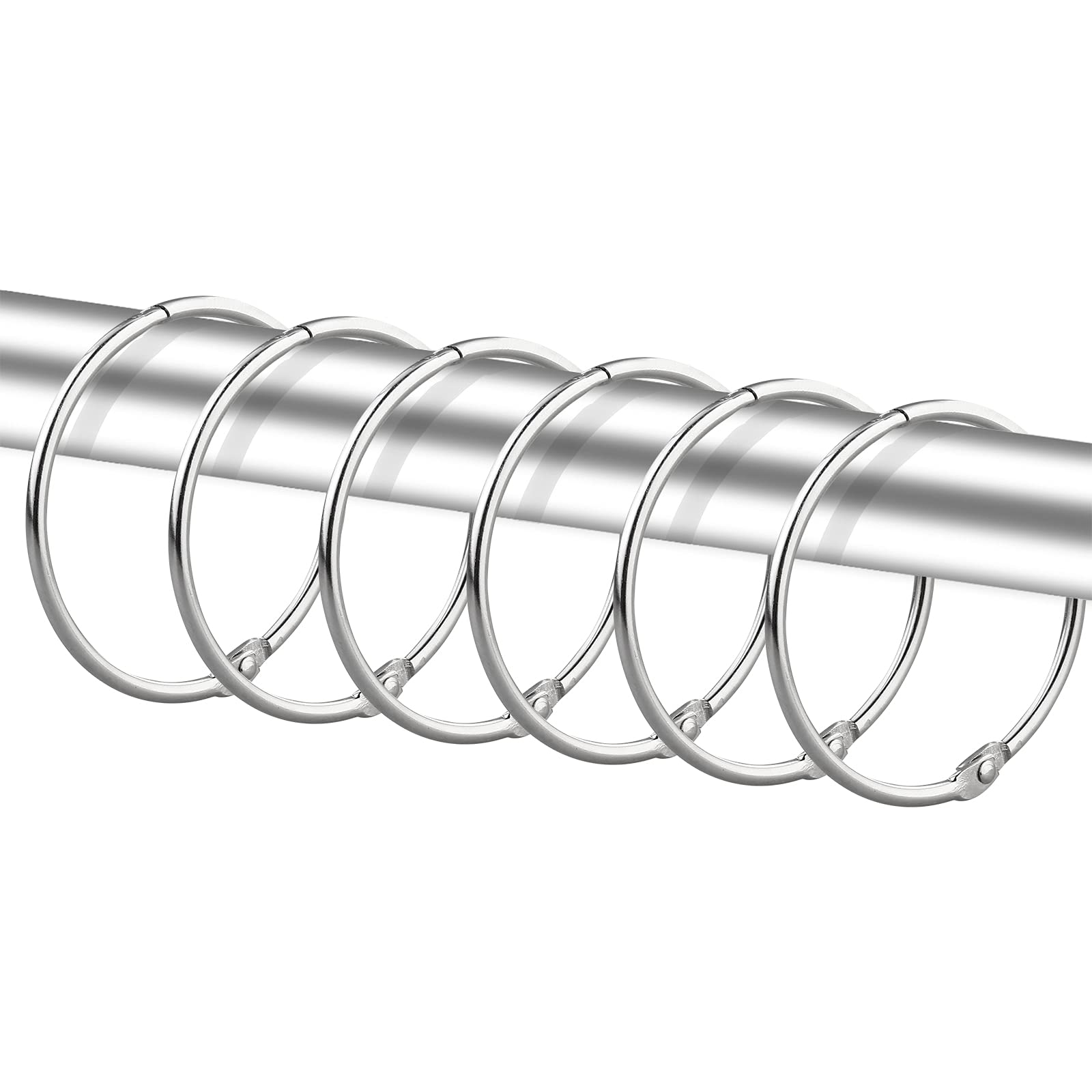 24 Pack Rustproof Metal Shower Curtain Rings - Nickel Finish for Bathroom Decor