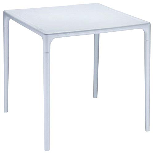 Pemberly Row Modern 28 Inch Square Outdoor Patio Dining Table - Weather-Resistant Gray Finish for Backyard, Garden, and Poolside Entertaining