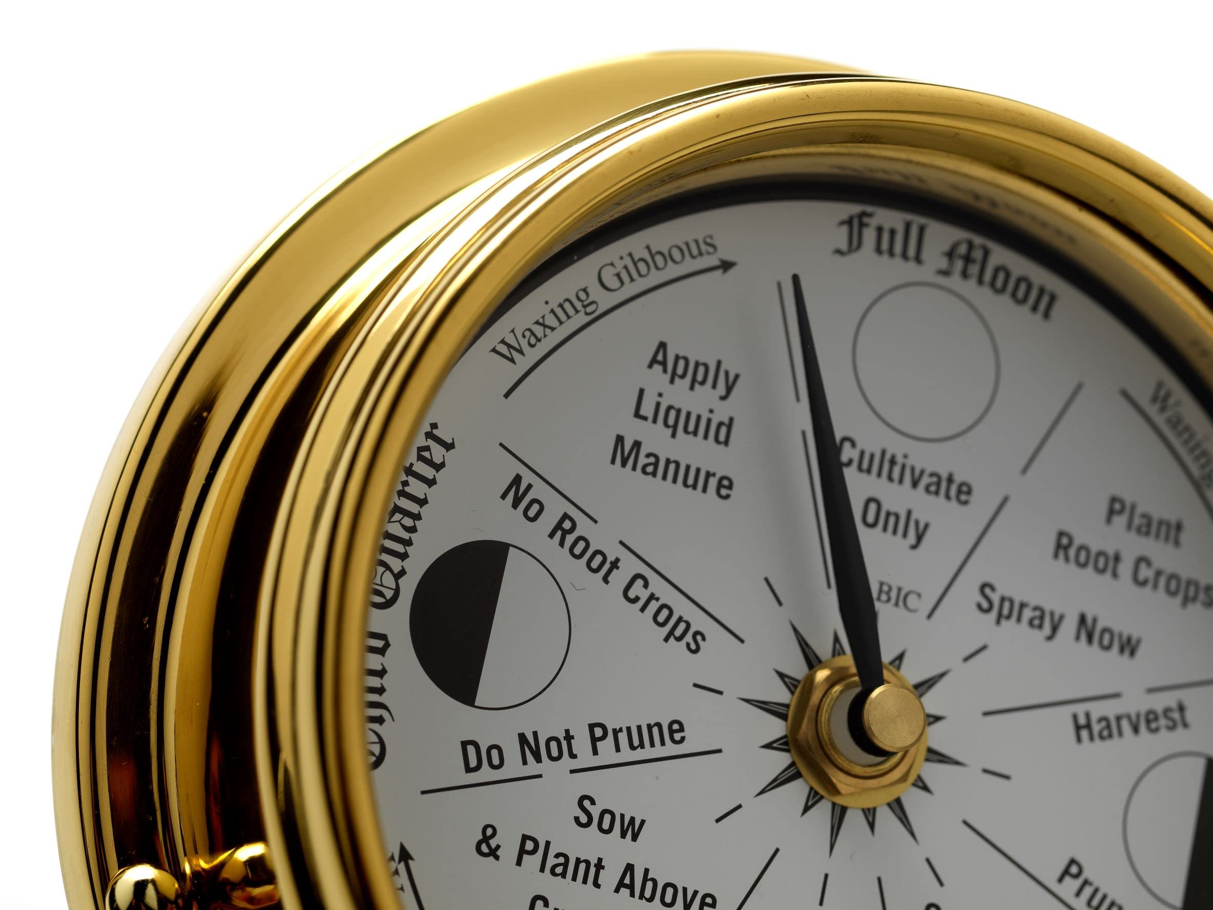 Classic Brass Moon Gardening Clock - Lunar Harmony Guide for Biodynamic & Organic Gardening | Essential Moon Phase Tracking Tool for Planting & Harvesting | Perfect for Home Gardeners & Sustainable Farming