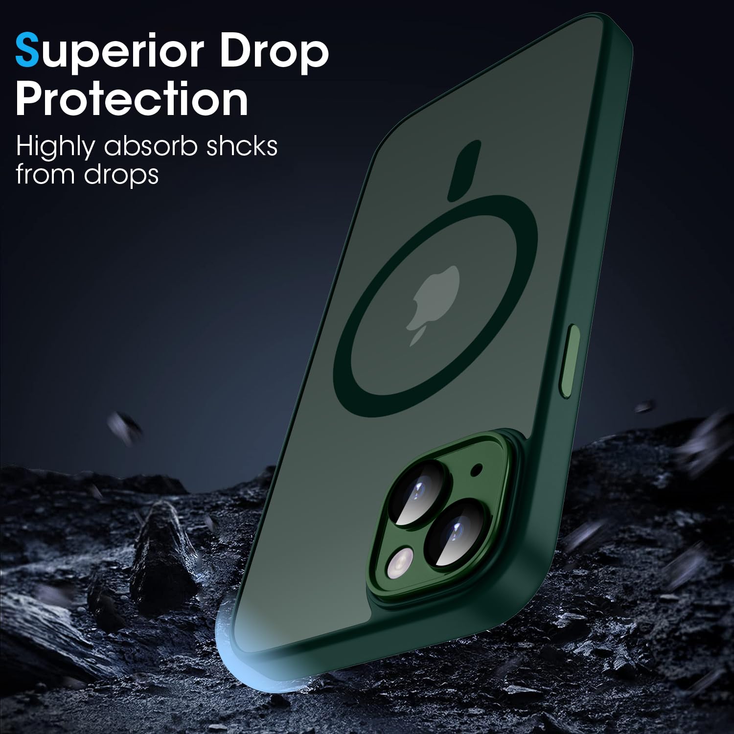 **Magnetic iPhone 13 Case 6.1 Inch - Slim Translucent Matte Cover with MagSafe Wireless Charging, Shockproof & Camera Protection (Dark Green) - Perfect for Daily Use, Travel & Work**