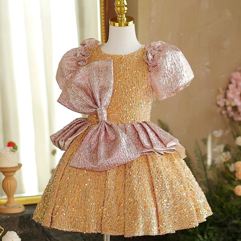 Christmas Sequin Party Dress for Girls - Elegant Princess Birthday Dress for Holiday Celebrations & Special Occasions