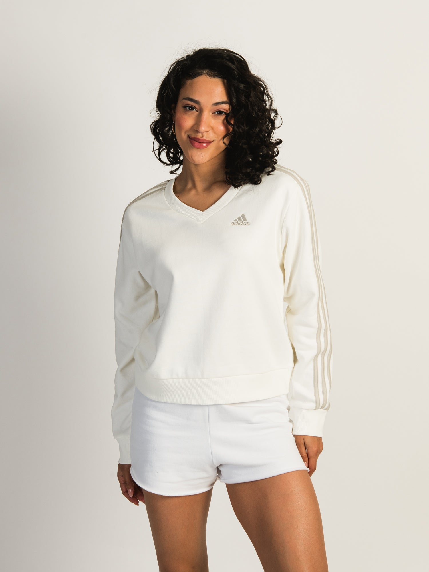 Adidas Essential 3 Stripe V-Neck Sweater for Men - Comfortable Casual Pullover for Everyday Wear, Gym, and Outdoor Activities
