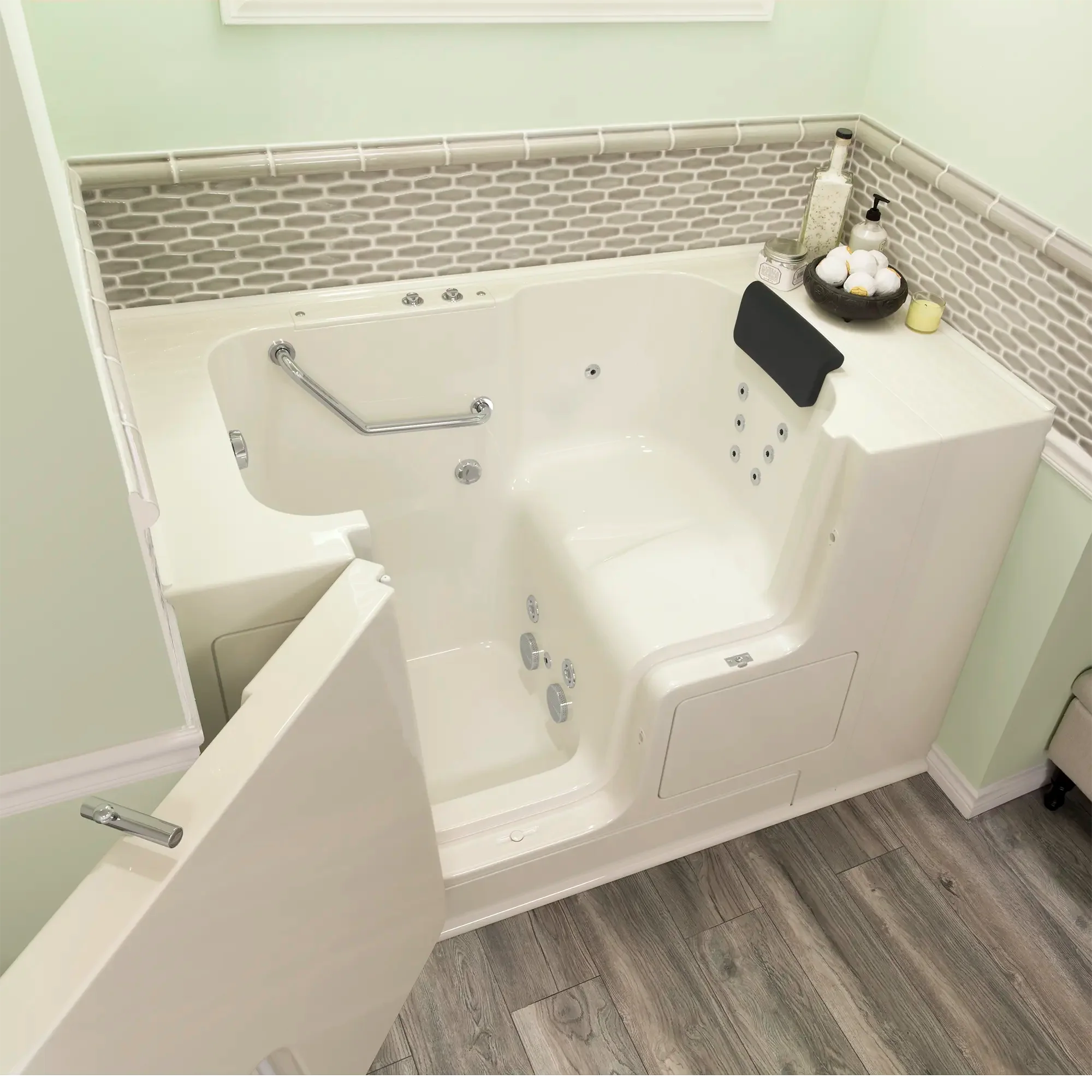 Premium 32 x 52 Inch Gelcoat Walk-In Bathtub with Whirlpool System - Left Hand Drain - Ideal for Seniors & Mobility Support - Spa-Like Relaxation at Home