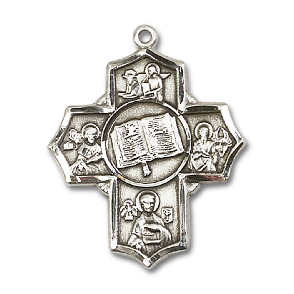 Bonyak Sterling Silver Apostle 5-Way Cross Pendant Necklace - 1.25