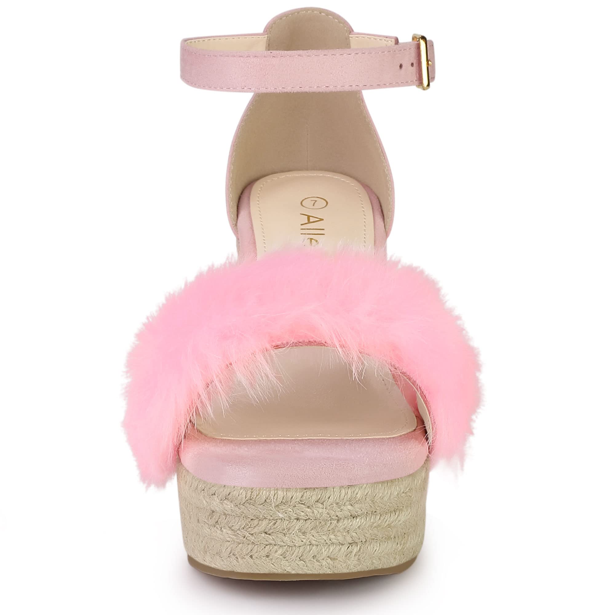 Allegra K Women's Faux Fur Espadrille Wedge Sandals with Platform Heels - Comfortable & Stylish Summer Shoes for Casual Outings, Beach Trips, and Date Nights